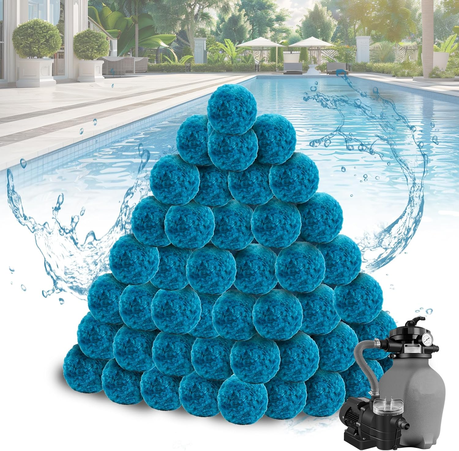4 Lbs Pool Filter Balls, Pool Sand Filter Balls Blue Sand Filter Balls Reusable Pool Filter Media Balls for Swimming Pool Sand Filter Systems (Equal to 150 Lbs Pool Filter Sand) image number 5