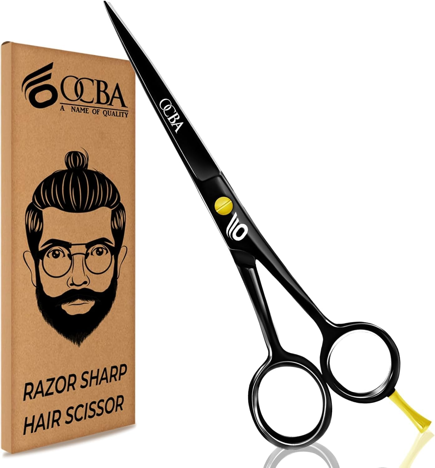 OCBA Friseurschere, Friseursalonschere Edelstahl Haarschere Professionelle Friseurschere, 6 Zoll Schere F&uuml;r Erwachsene (Japanisch Schwarze) image number 3