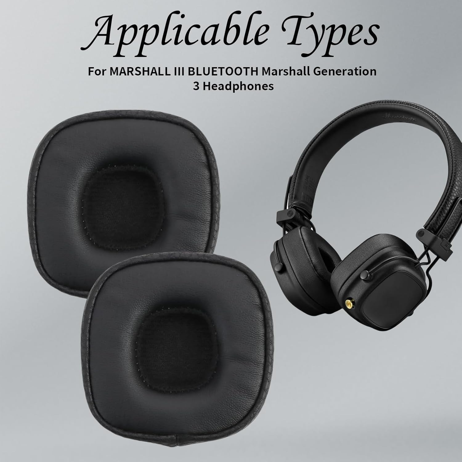 Replacement Ear Pads for Marshall Major III 3 Wired/Wireless Bluetooth On-Ear Headphones - Black image number 5