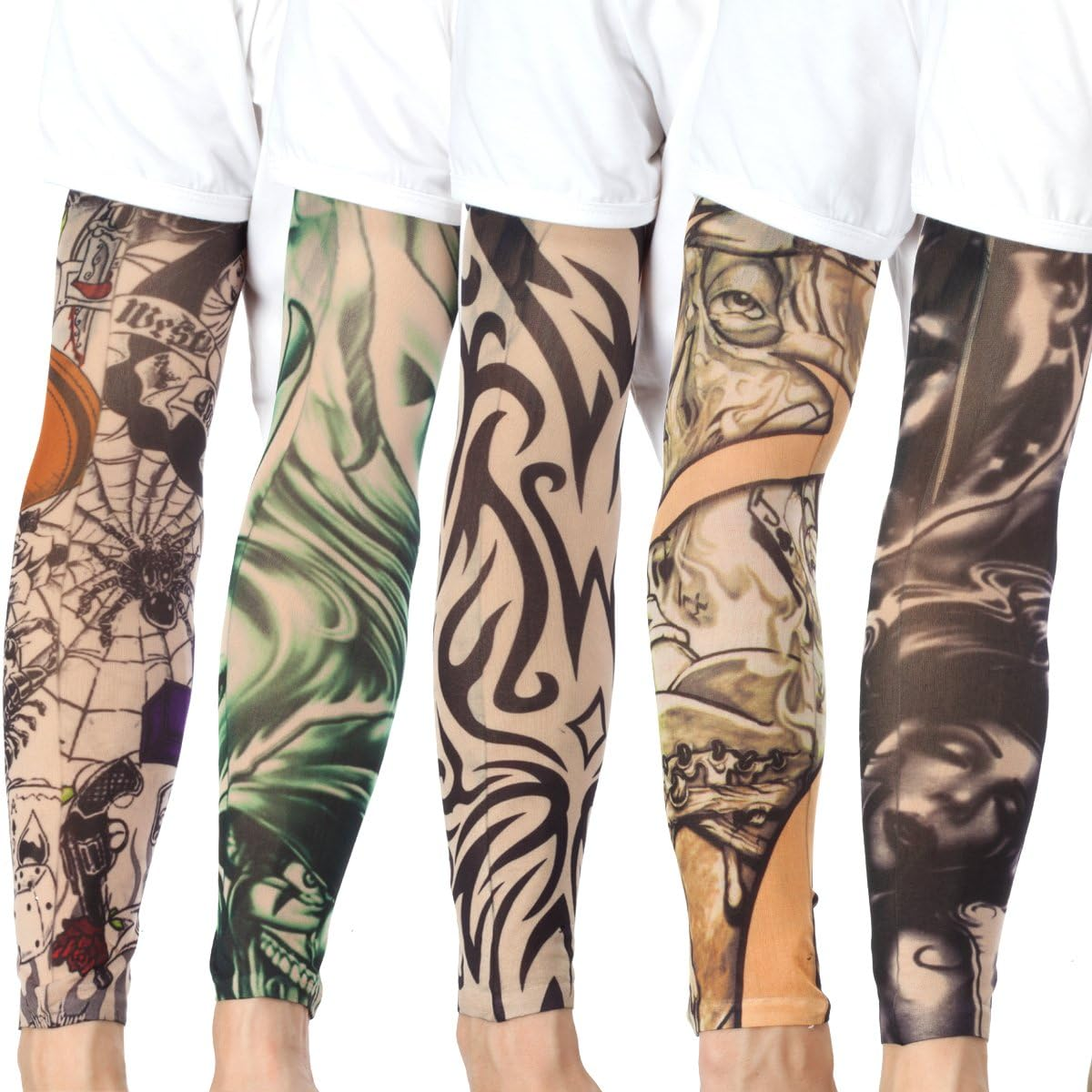 20PCS Set Arts Temporary Tattoo Arm Sunscreen Sleeves - Akstore - Designs Tiger, Crown Heart, Skull, Tribal and Etc
