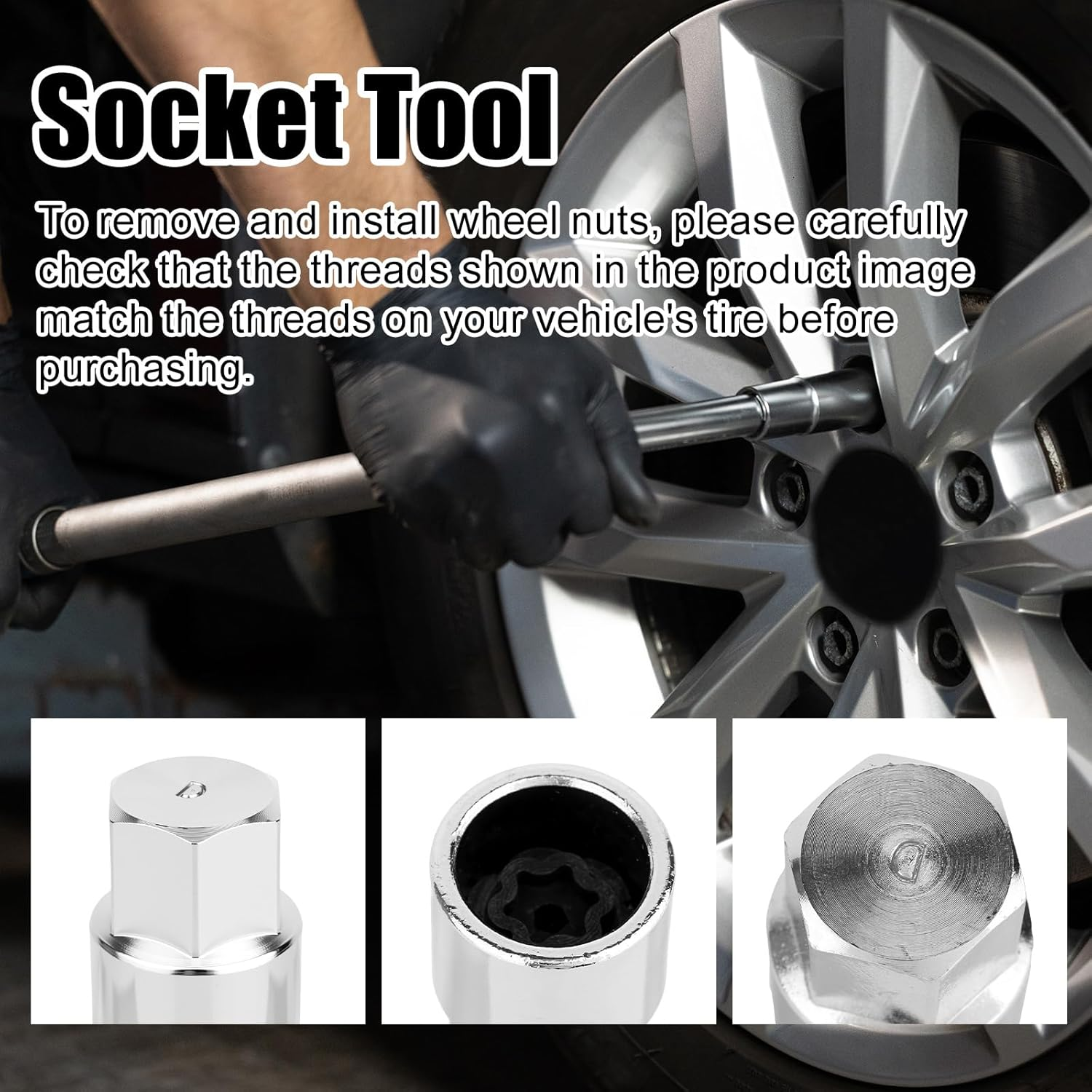 D-Wheel Locking Nut Removal Tool, Premium Durable Locking Wheel Nut Socket Adapter Practical Accessories for Dismantling & Installing image number 5
