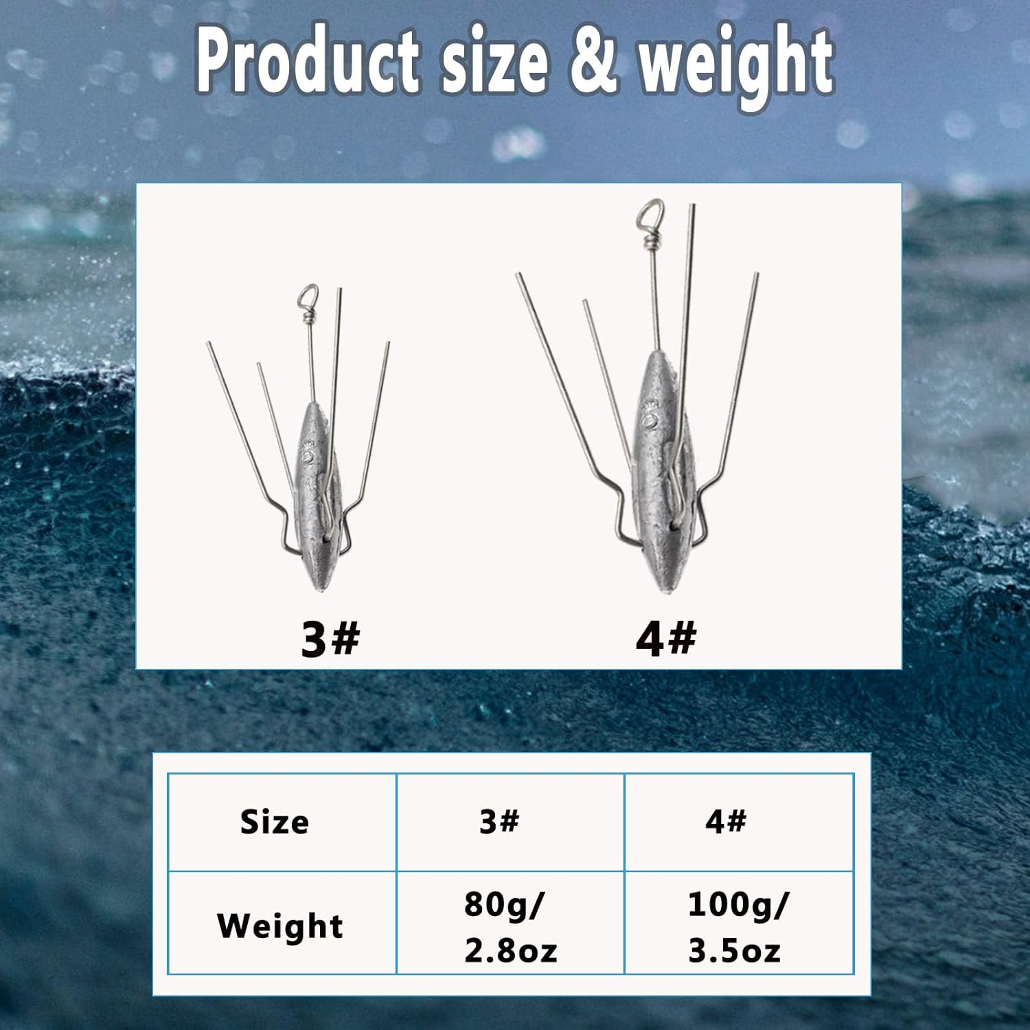 5 Pack Sputnik Sinker Long Tail Surf Fishing Weight Lead 3Oz/4Oz Saltwater Surf Fishing Catfish Beach Casting Sea Fishing Spider Sinker image number 2