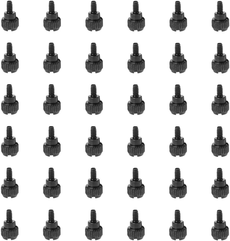 Jojofuny 100Pcs Computer Case Screws - 6-32 Thread M3.5 PC Case Screws for Desktop Computer, Black