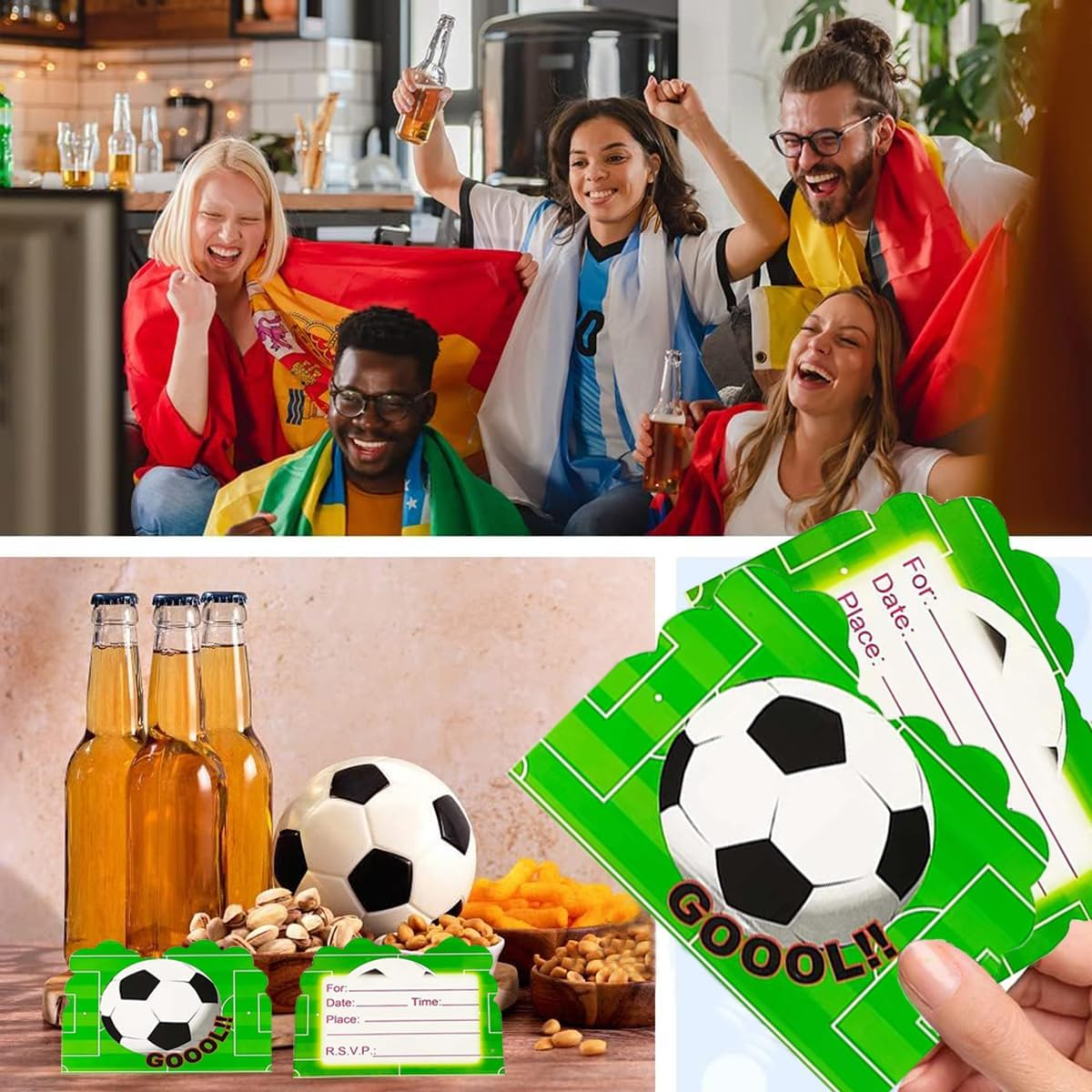 Soccer Birthday Party Invitations 30 Pcs, Football Birthday Invitations Cards for Birthday Parties, Competition Events, Sports Themed Parties image number 1