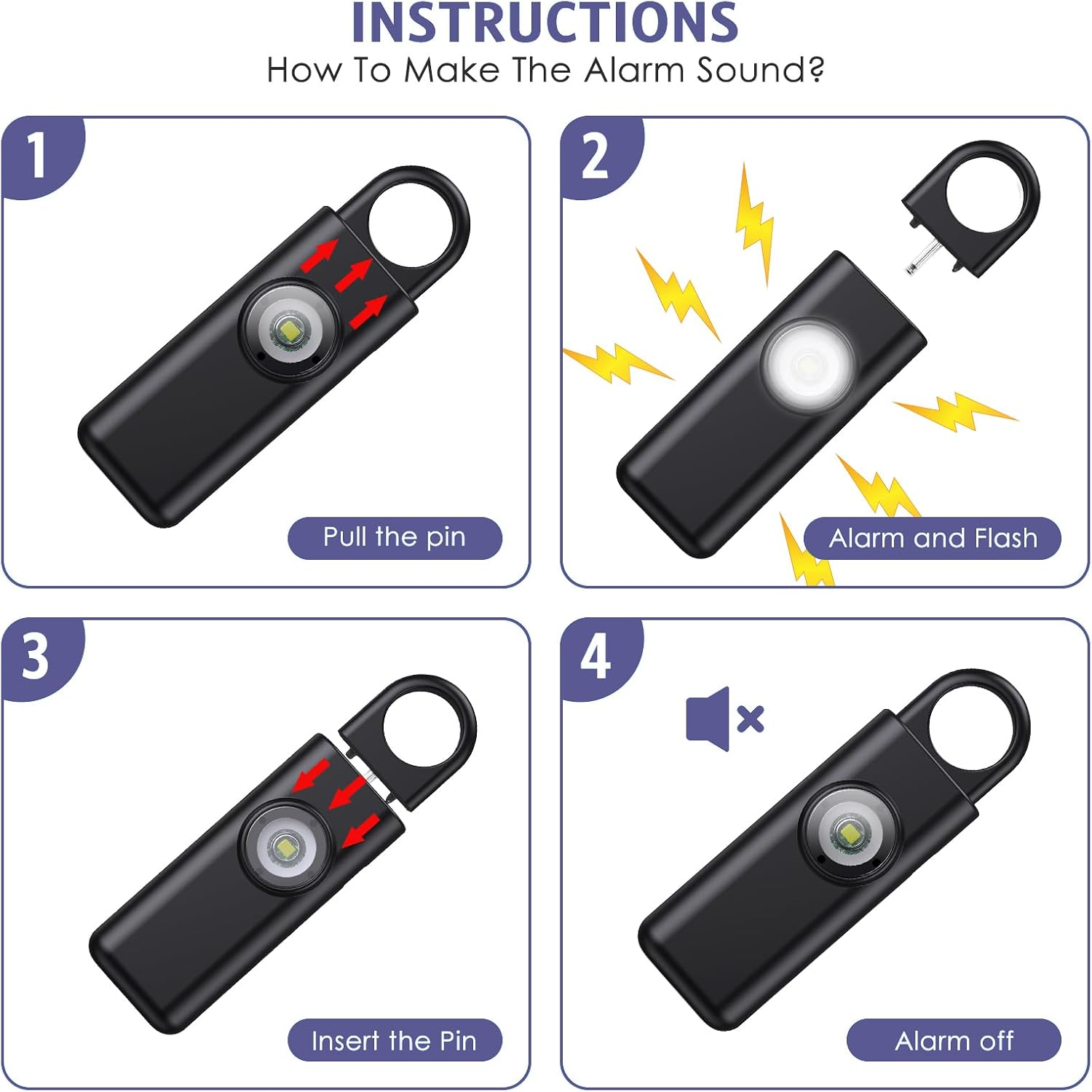 OQIMAX Personal Safety Alarm Keychain,130Db Loud Personal Alarm Police Approved with LED Flashlight, Rechargeable Small Personal Panic & Rape Alarm Keyring for Students, Girls, Kids image number 1