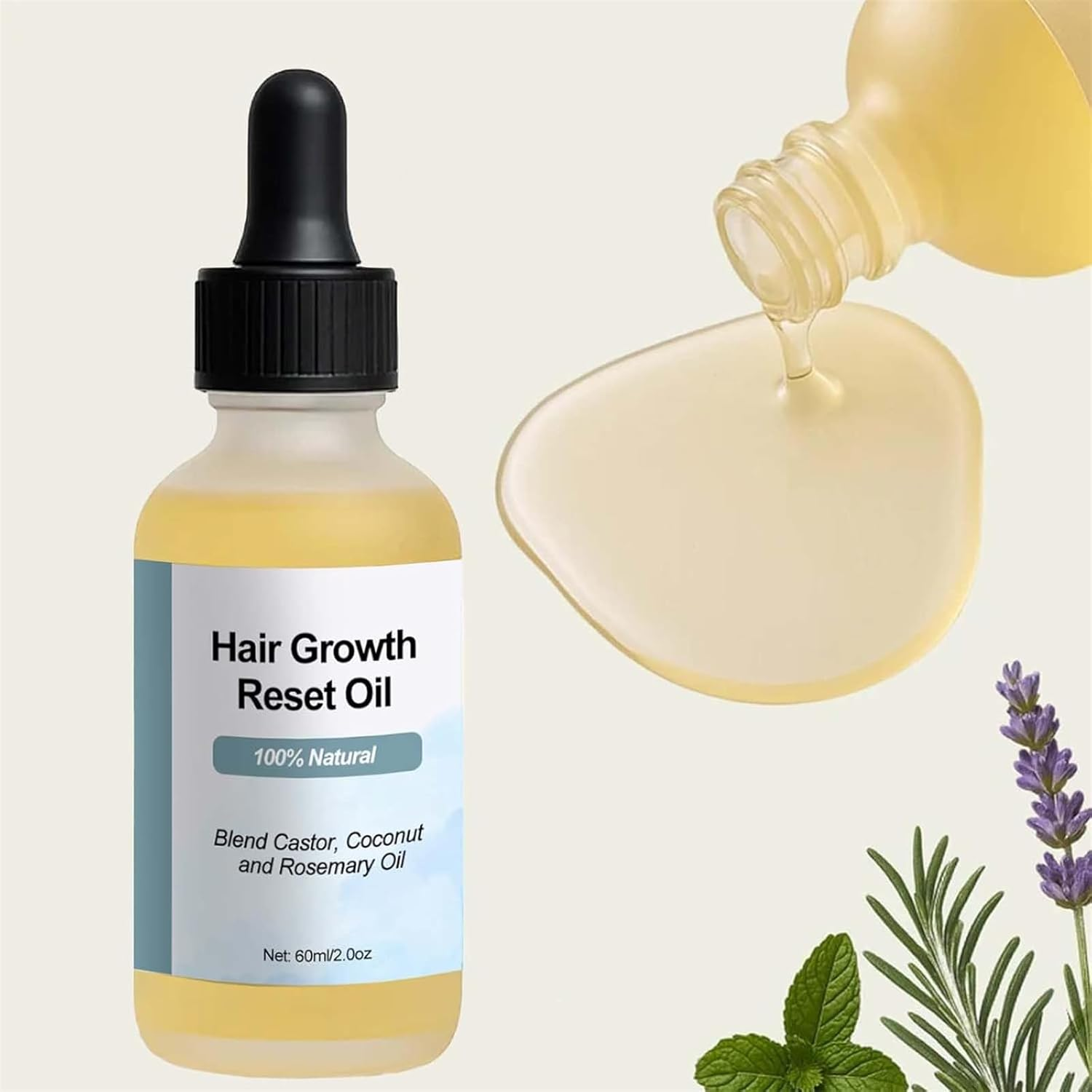 Hair Growth Oil, Hair Growth & Reset Oil, Rosemary Hairs Care Essential for Dry Damaged Hair, Scalp Nourishing Serum, Non-Greasy, Quick Absorption (2Pcs) image number 6
