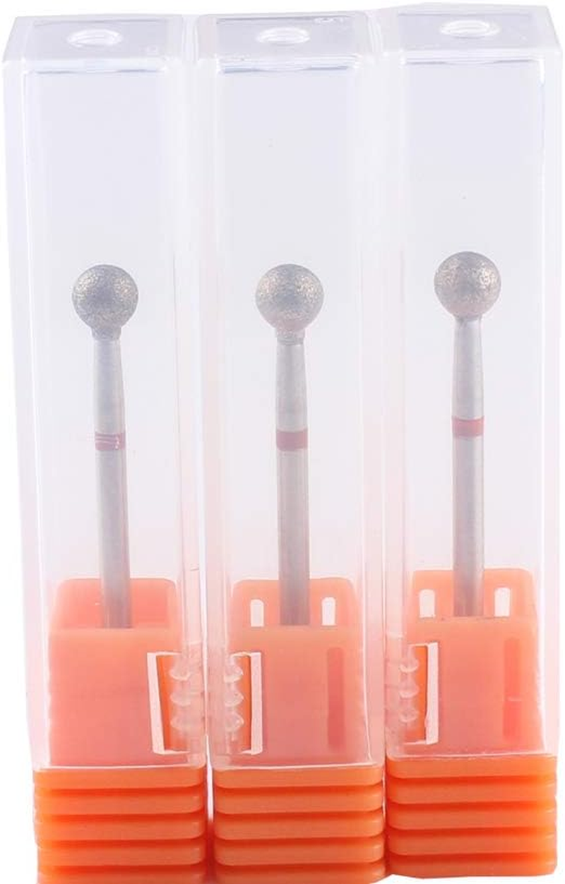 MZCMSL 3Pcs 5Mm Ball Head Cuticle Clean Drill Bits, Diamond Burrs Nail Bits for Manicure and Pedicure image number 3