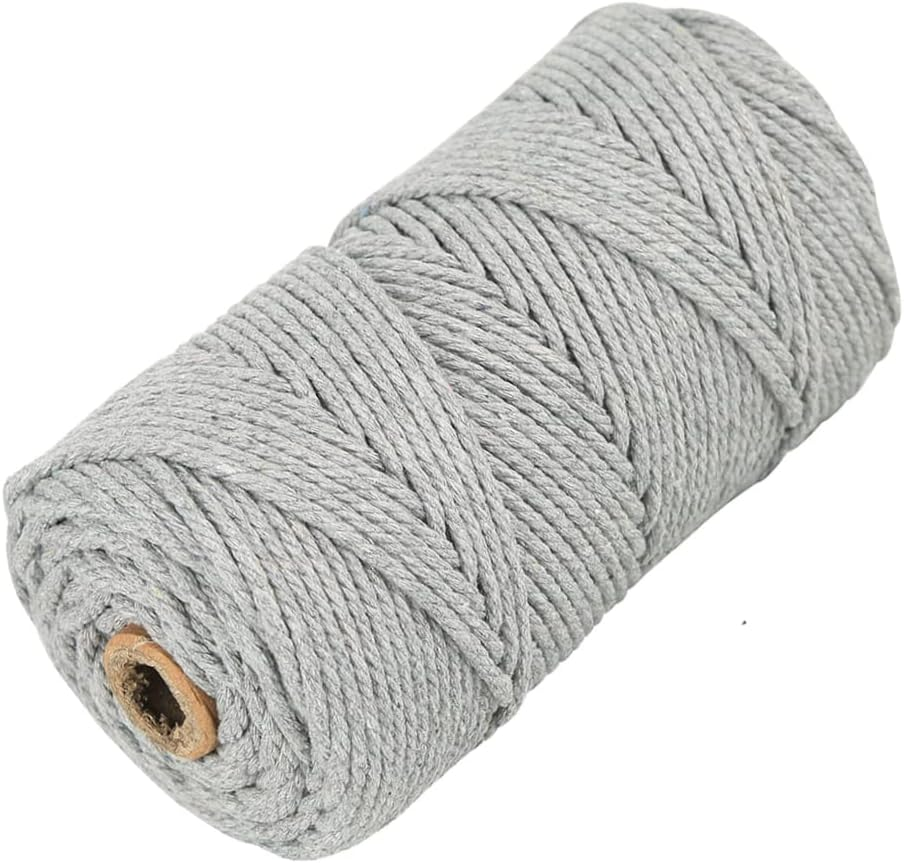 Macrame Cotton Cord, 4 Ply Twisted Macrame Yarn, Natural Cotton Cord Perfect Macrame Supplies for Macrame Plant Hangers DIY Crafts (Green, 5Mm*109Yards)