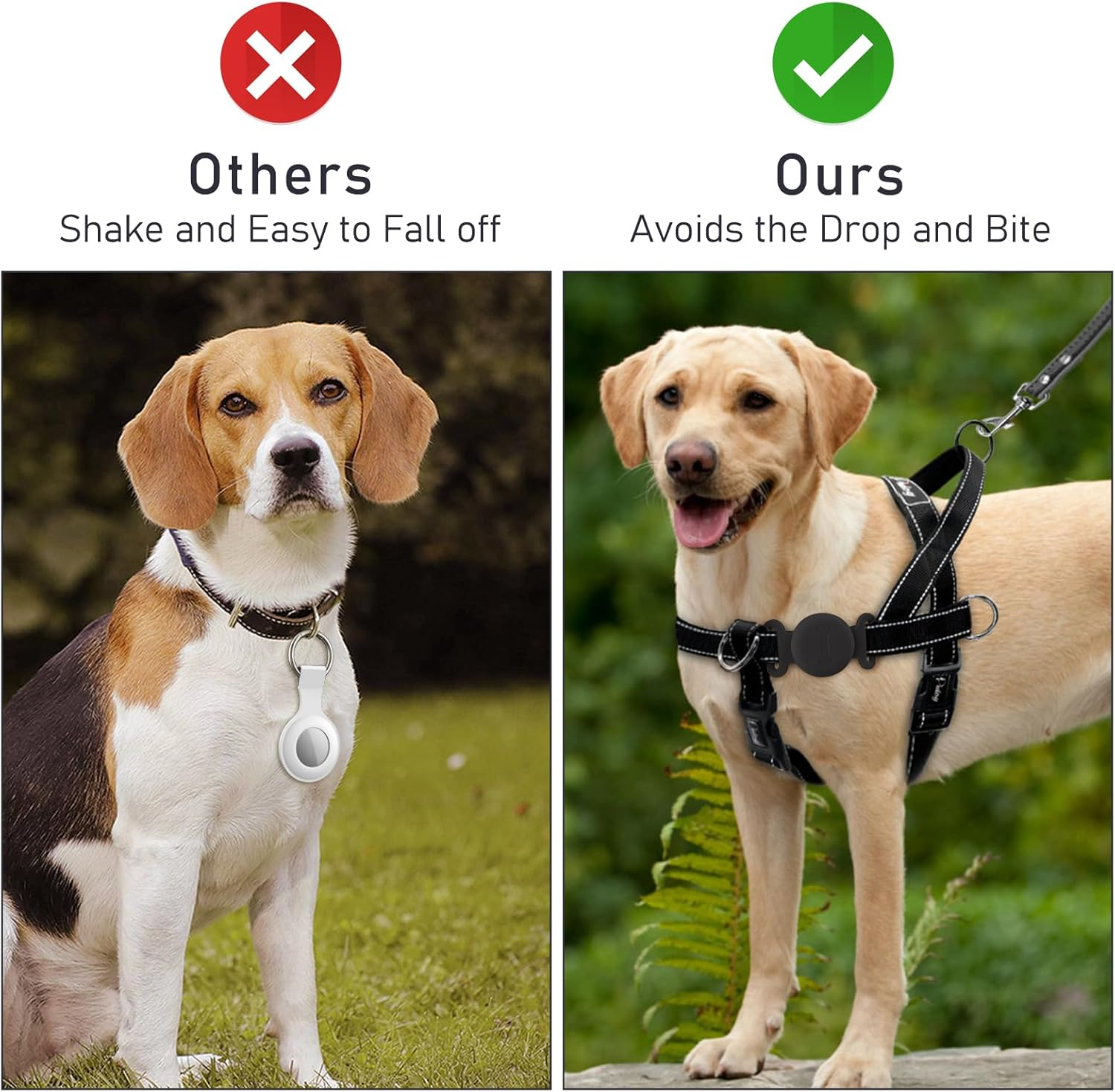 Leonids for Airtag Dog Collar Holders, Anti-Scratch Silicone Case for Apple Airtag for Dog (Black, Large for Dog) image number 5