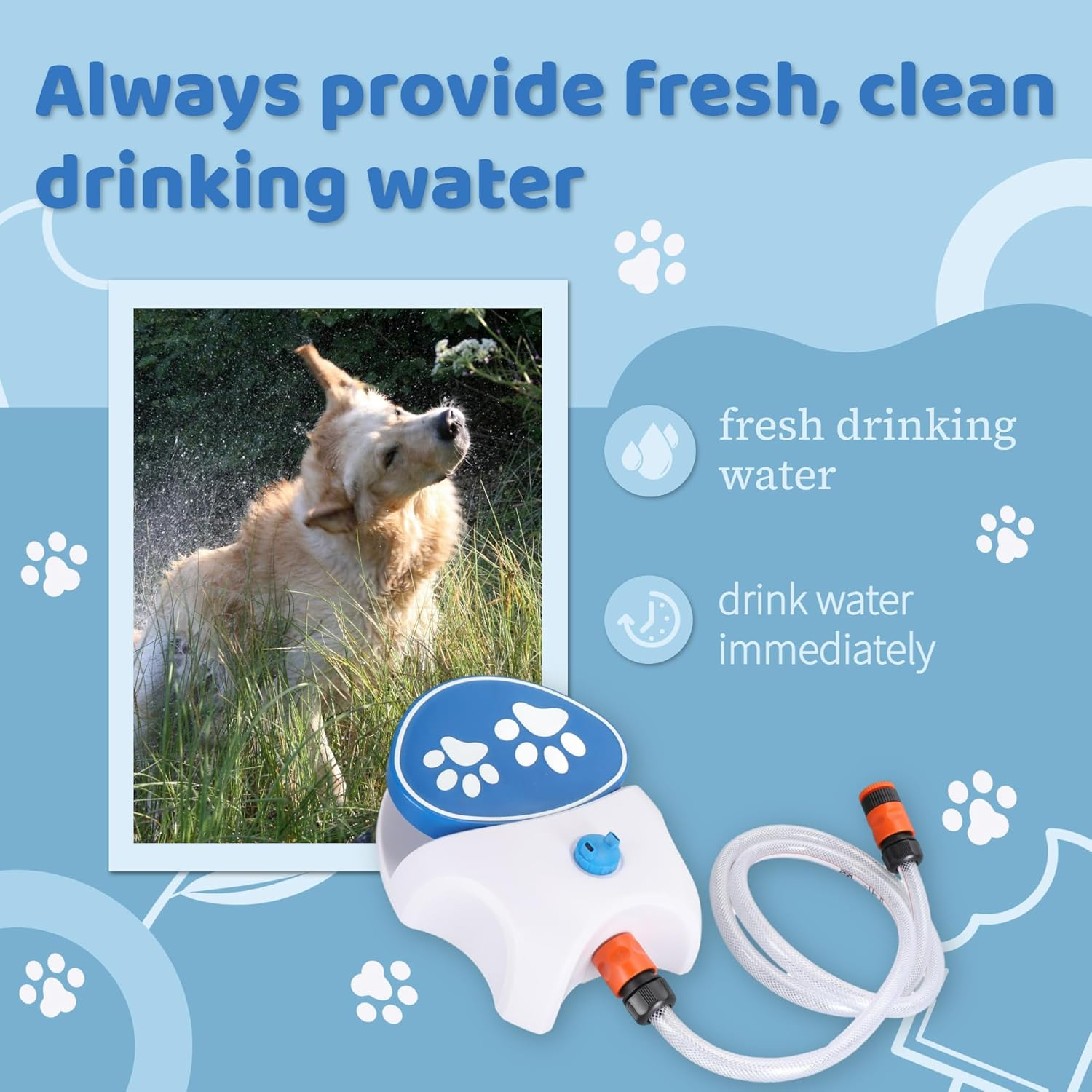 Gugxiom Outdoor Pet Water Fountain, Step on Dog Water Fountain, Dog Water Toy, Paw Water Dispenser System for Fresh Water image number 3