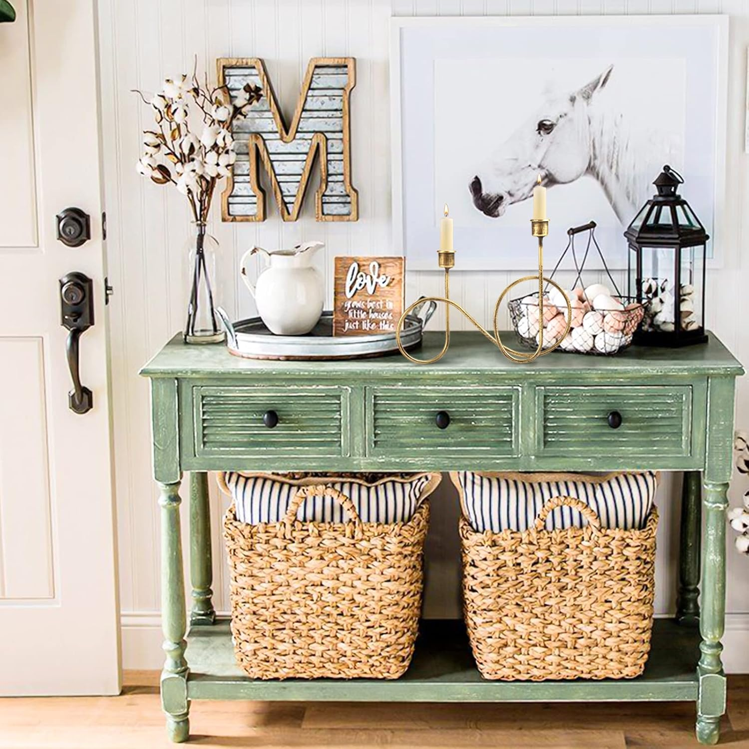 Twisted Brass Style Candle Holder, Candlestick Holder for Table Decoration, Holiday, Wedding, Housewarming image number 2