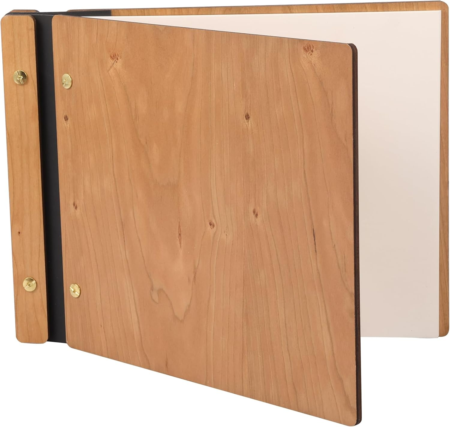 Wooden Photo Album Scrapbook, DIY Photo Wedding Guest Book with 30 Pages for Anniversary Memorial Occasions 28X21.7X1.8Cm (Original Wood Color)