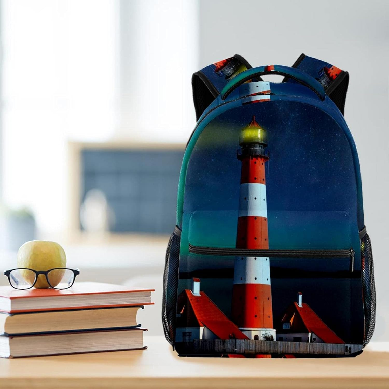 Landscape Fantasy Lighthouse Sea Backpack Students Shoulder Bags Travel Bag College School Tote Backpacks image number 3