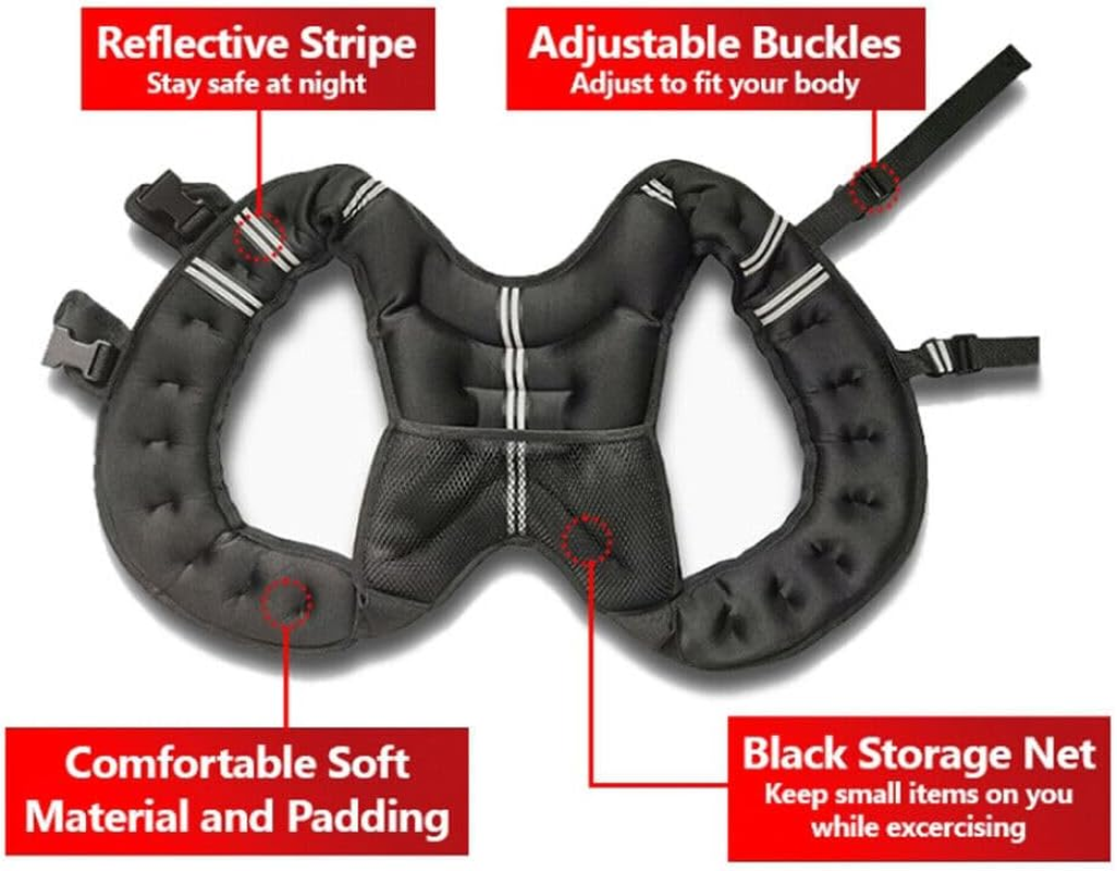 Weighted Vest, 3Kg 5Kg 8Kg 10Kg Weight Workout Vest with Reflective Stripe for Women, Men, Strength Training, Running, Fitness, Walking, Weight Loss, Training - 5Kg image number 6