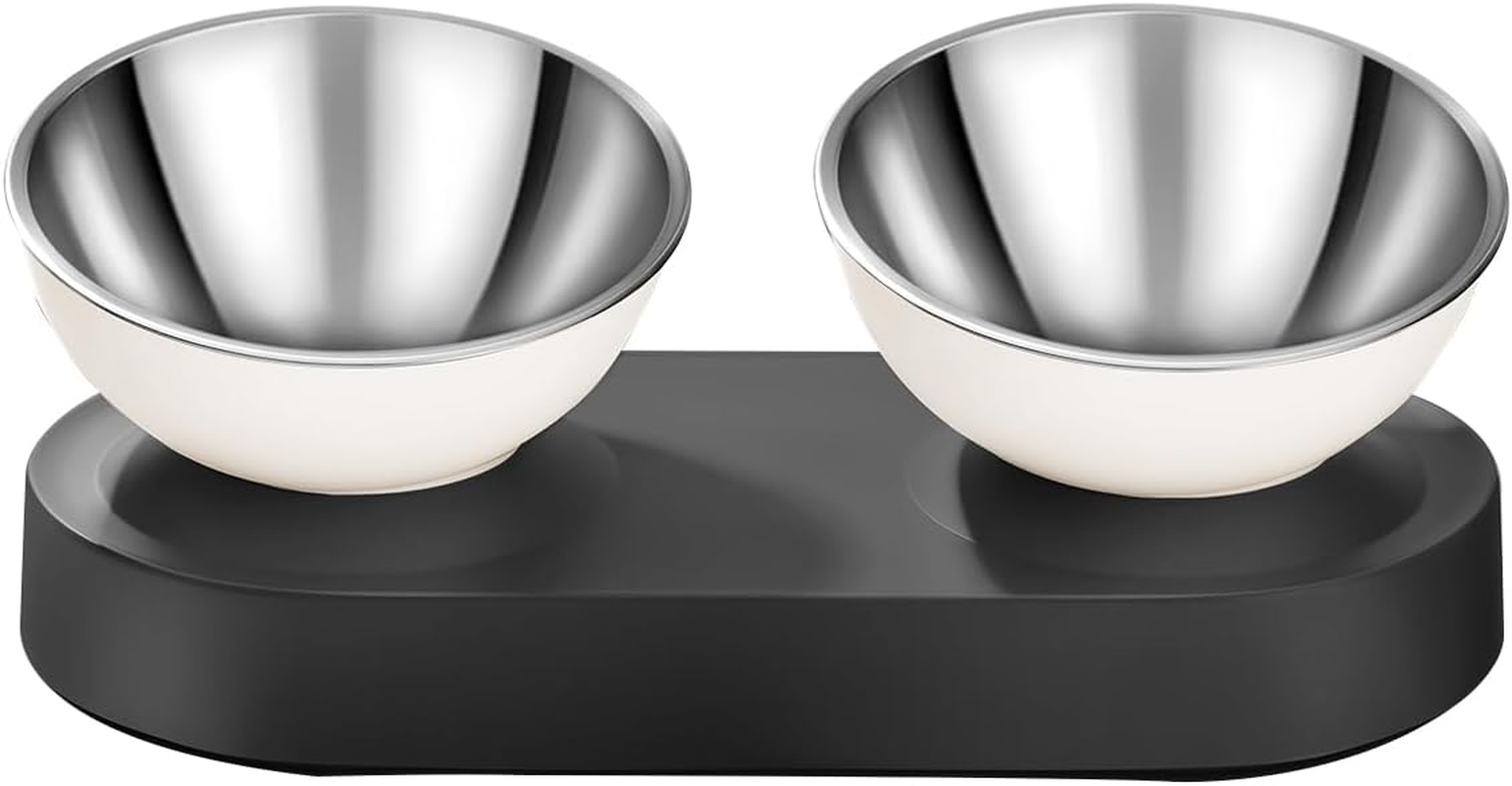 Marchul Stainless Steel Elevated Dog Food Bowls Set with Spill Proof Dish Mat, Raised Tilted Cat Bowl for Healthy Digestion, 1-Second Detachable & Dishwasher Safe image number 4