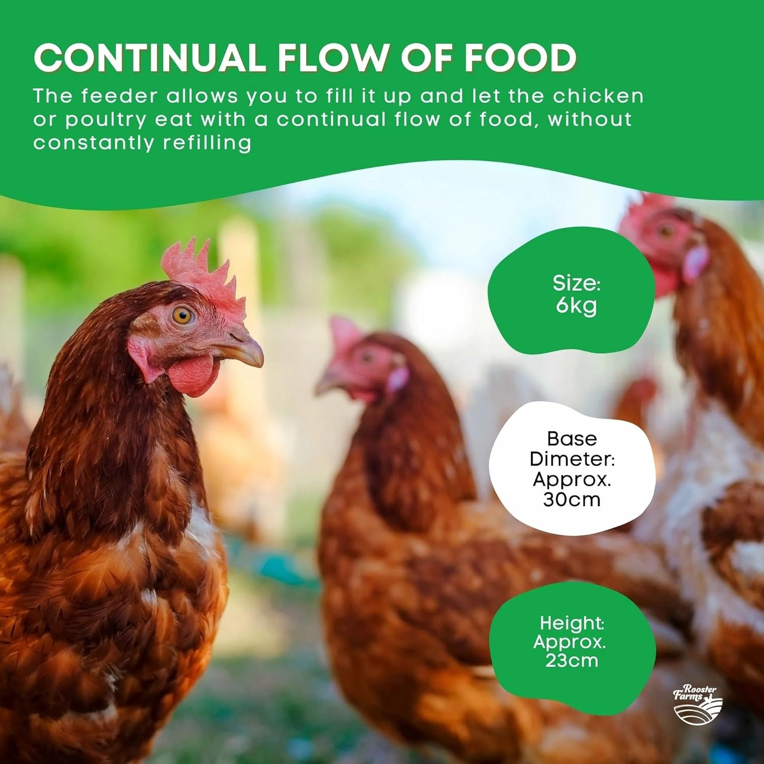 6Kg Automatic Chicken Feeder - Plastic Poultry Chook Hen Feeding Seed Bucket image number 2