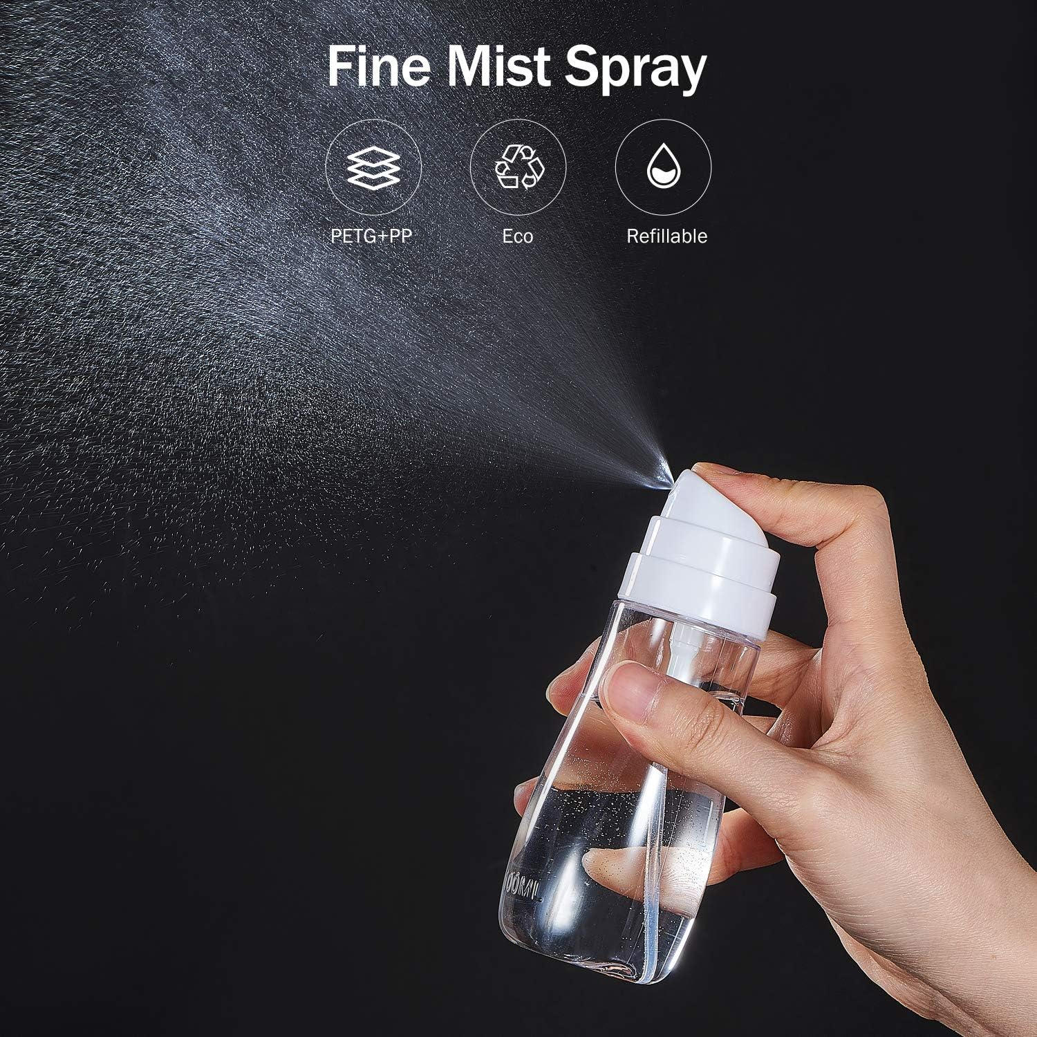 Plastic Empty Spray Bottles with Fine Mist Sprayer,3.4Oz/100Ml Refillable Portable Travel Bottle,Liquid Sprayer,Chemical Resistance (2 Pack), Transparent, Small image number 6
