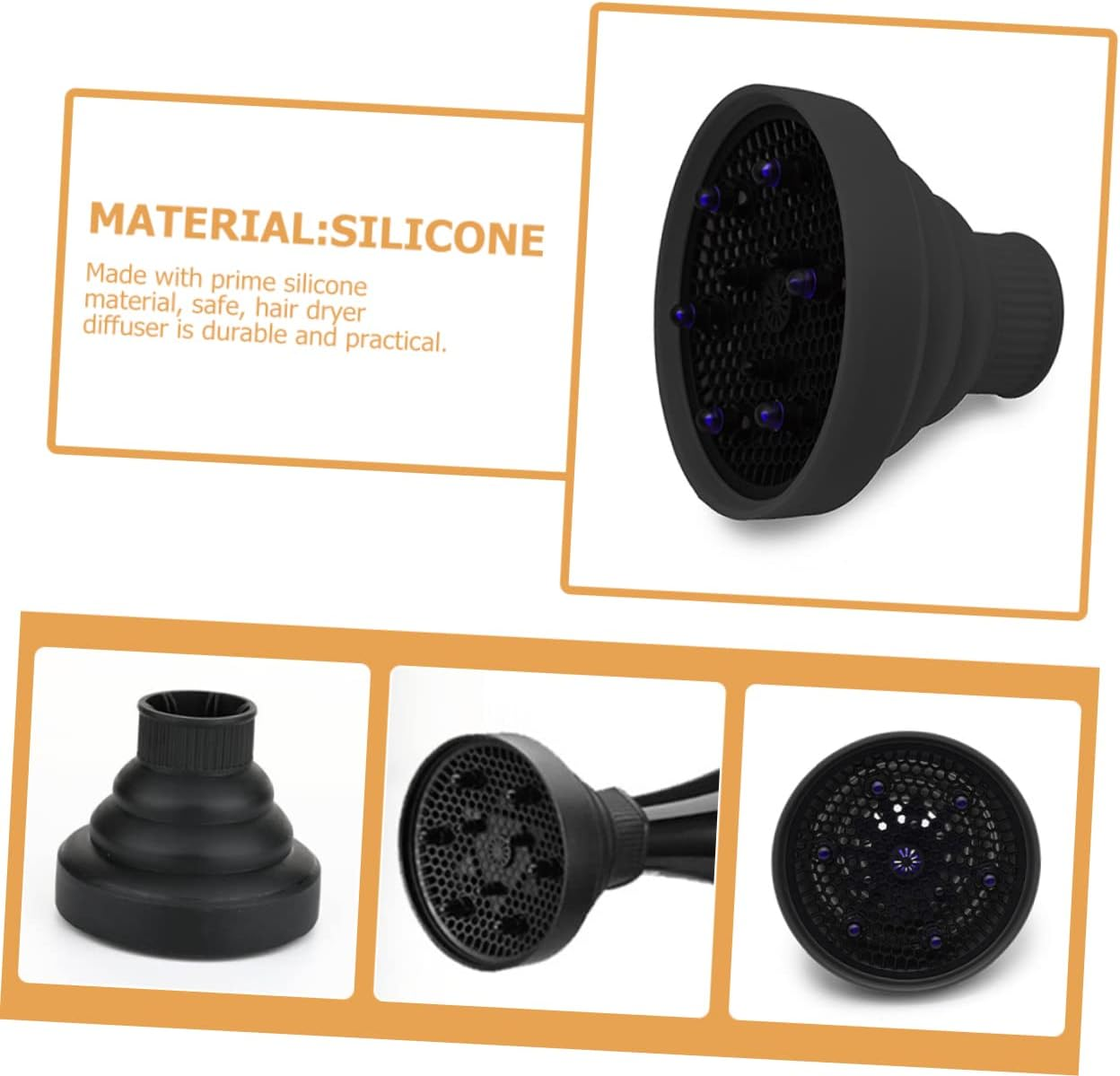 SAFIGLE Silicone Windshield Hair Diffuser Cover Portable Blow Dry Accessories for Curly Hair image number 5