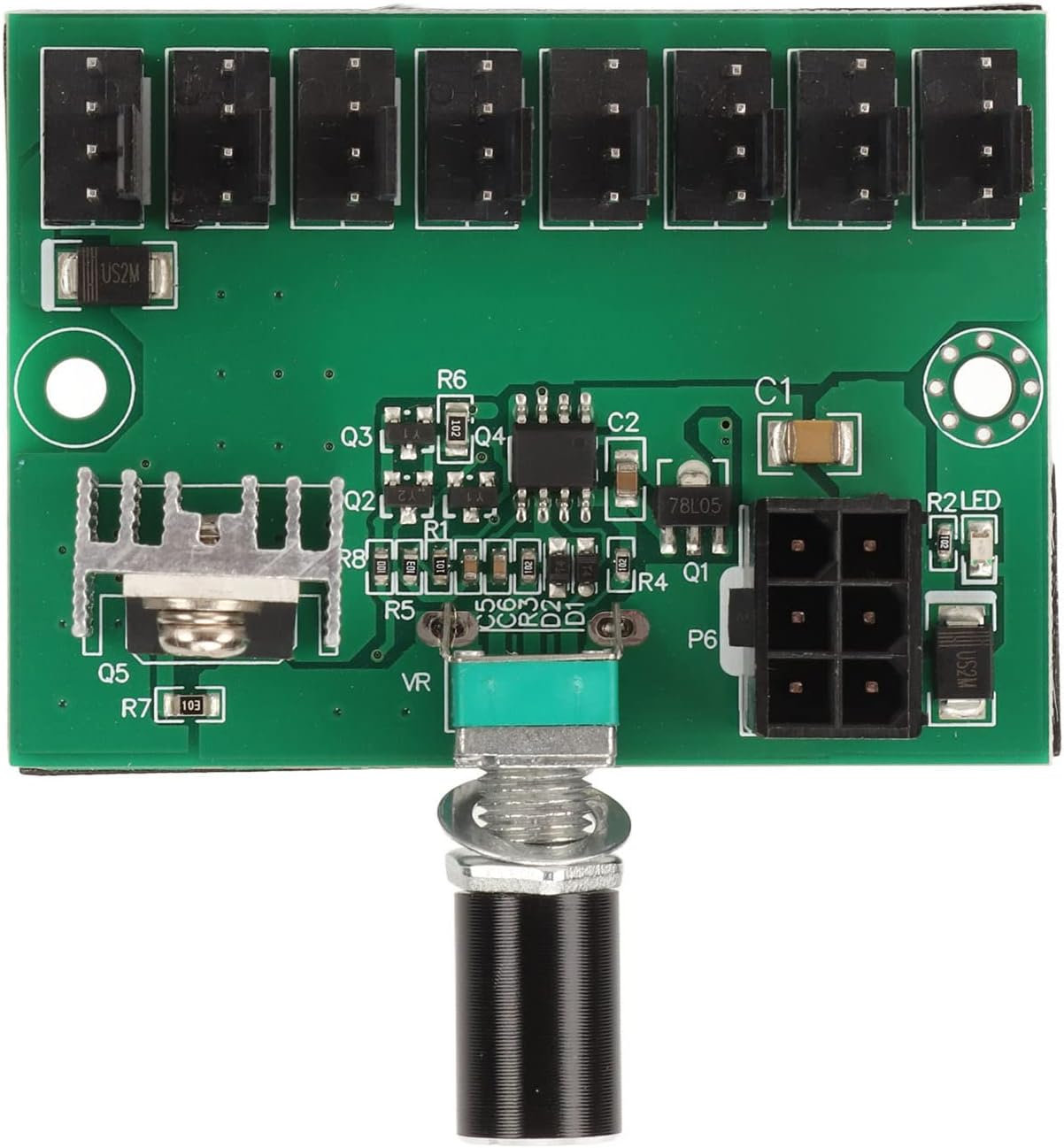 12V 8 Way Case Fan Speed Controller, PWM Fan Hub Controller, CPU Fan Hub PC Fan Controller for 4 Pin 3 Pin 2 Pin CPU Fans image number 6