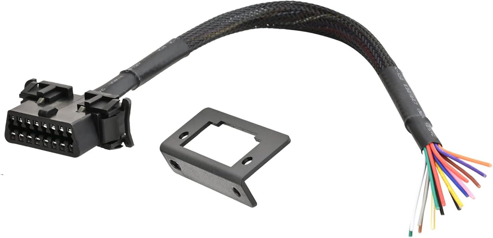 Ikkegol 30Cm/12 OBD2 OBD II 16 Pin J1962F Female to Open Braid Dash Port Replacement Cable Pigtail Fixed Wire Harness with Underdash Mount Bracket