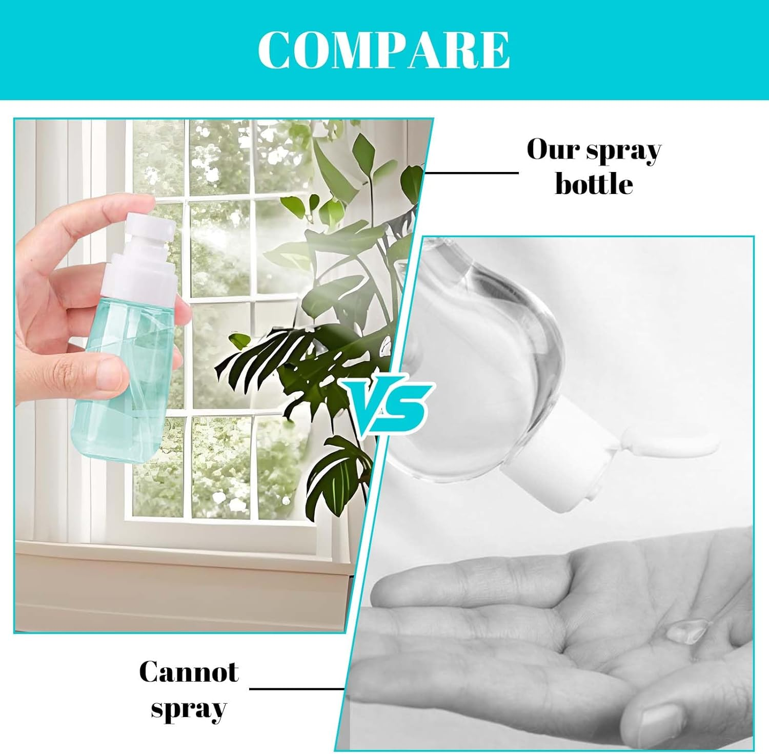 Tweozek 4 Pack Small Spray Bottle, 60 Ml Fine Mist Spray Bottle for Travel, Refillable Travel Containers Plastic Hair Spray Bottle Sprayer for Perfume Skincare Makeup Lotion (Pin, Blue,White) image number 3