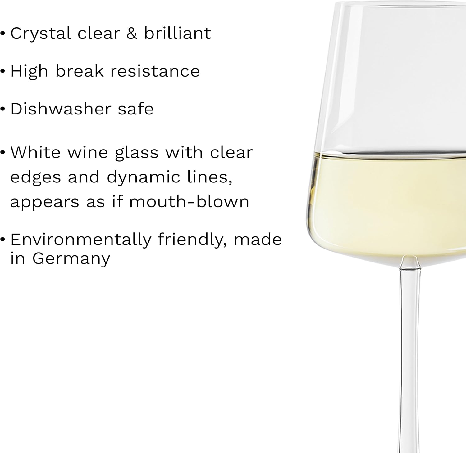 St&ouml;lzle Lausitz White Wine Goblets Power 400 Ml I White Wine Glasses Set of 6 I Modern Wine Glasses Dishwasher Safe I White Wine Goblet Set Shatterproof I like Mouth-Blown I