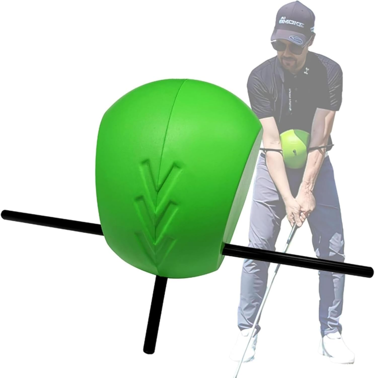 Golf Swing Training Aid - Golf Training Ball - Unique Alignment Rod Head - Helps Train Proper Swing Mechanics, Arm Structure, Sure Set, and Alignment image number 1