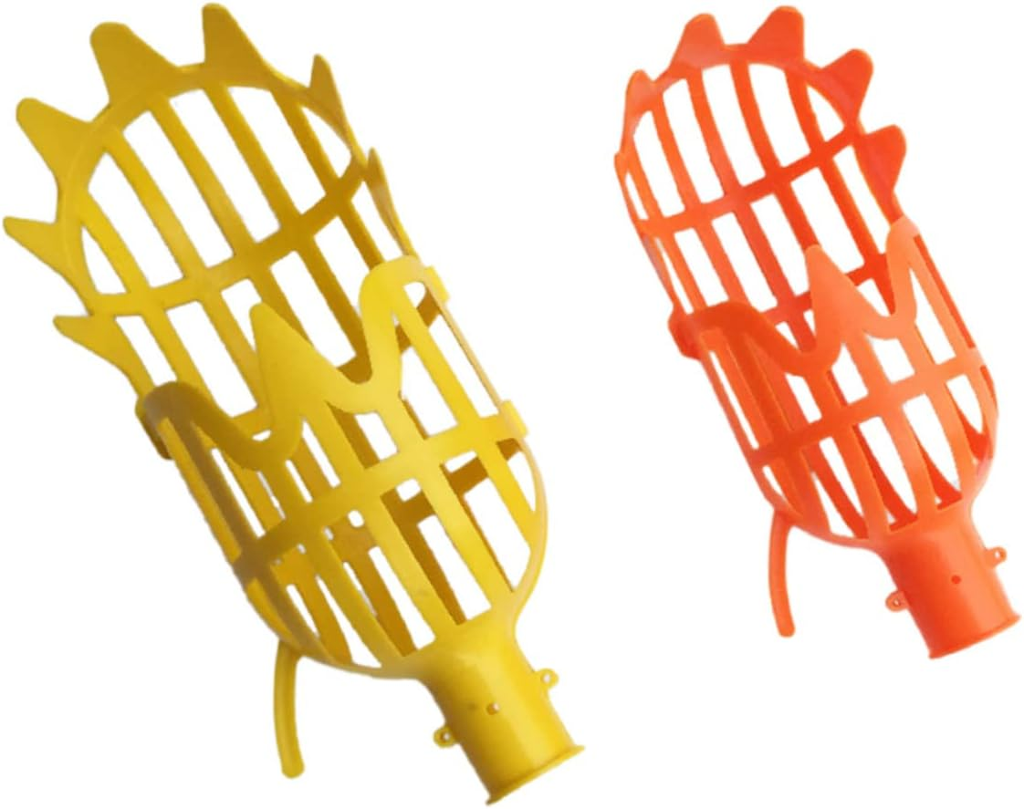 Yardenfun 2 Pcs Telescoping Fruit Picker Tool High Fruit Pole with Basket S Orange Yellow for Easy Harvesting of Oranges Mangoes and More image number 2