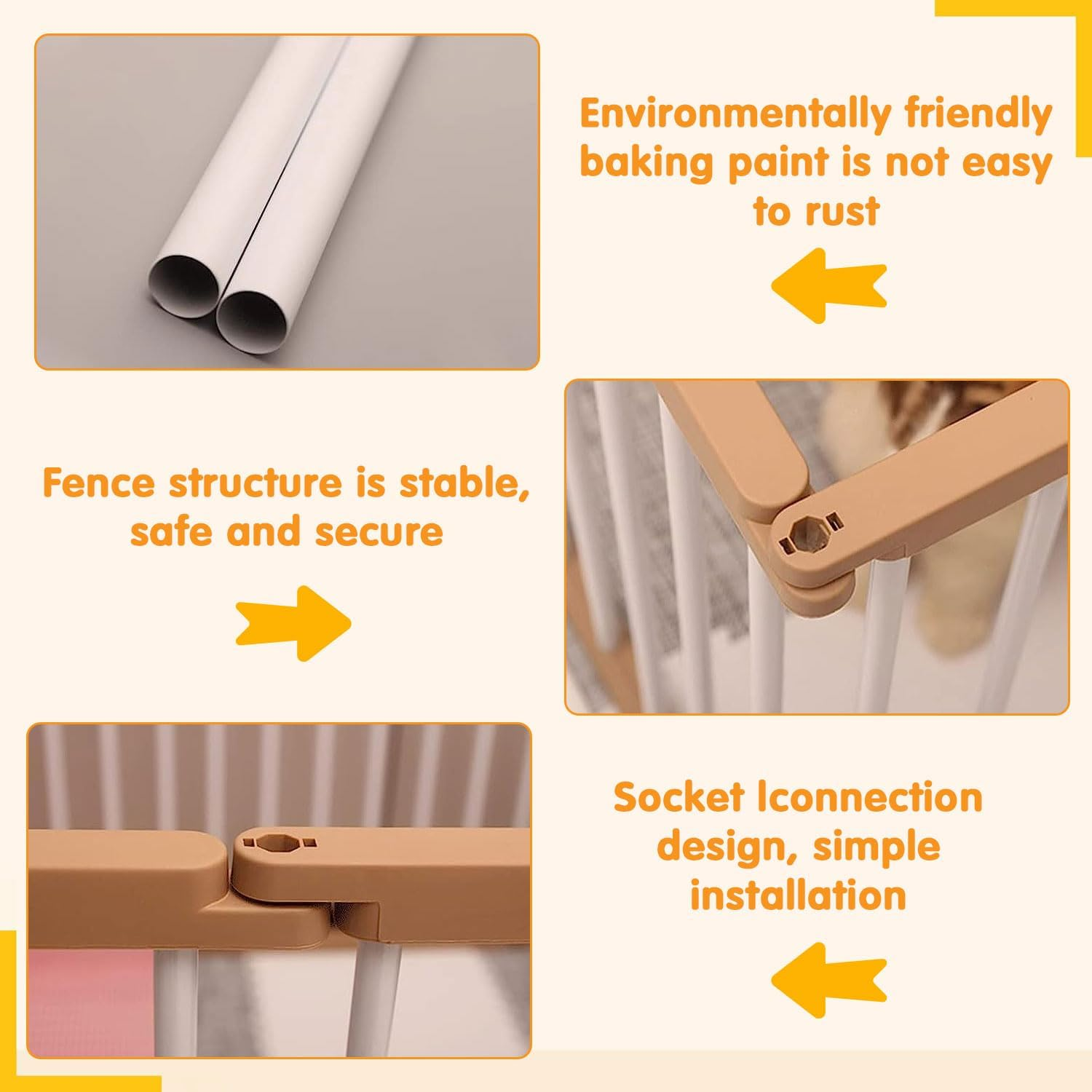 LIODUX Dog Playpen Indoor Pet Enclosure Fence, Outdoor Portable Puppy Exercise Pen with Door, 10 Panels Heavy Duty Dog Crate Cage Kennel for Small and Medium Sized Dogs - 10 Panels image number 4