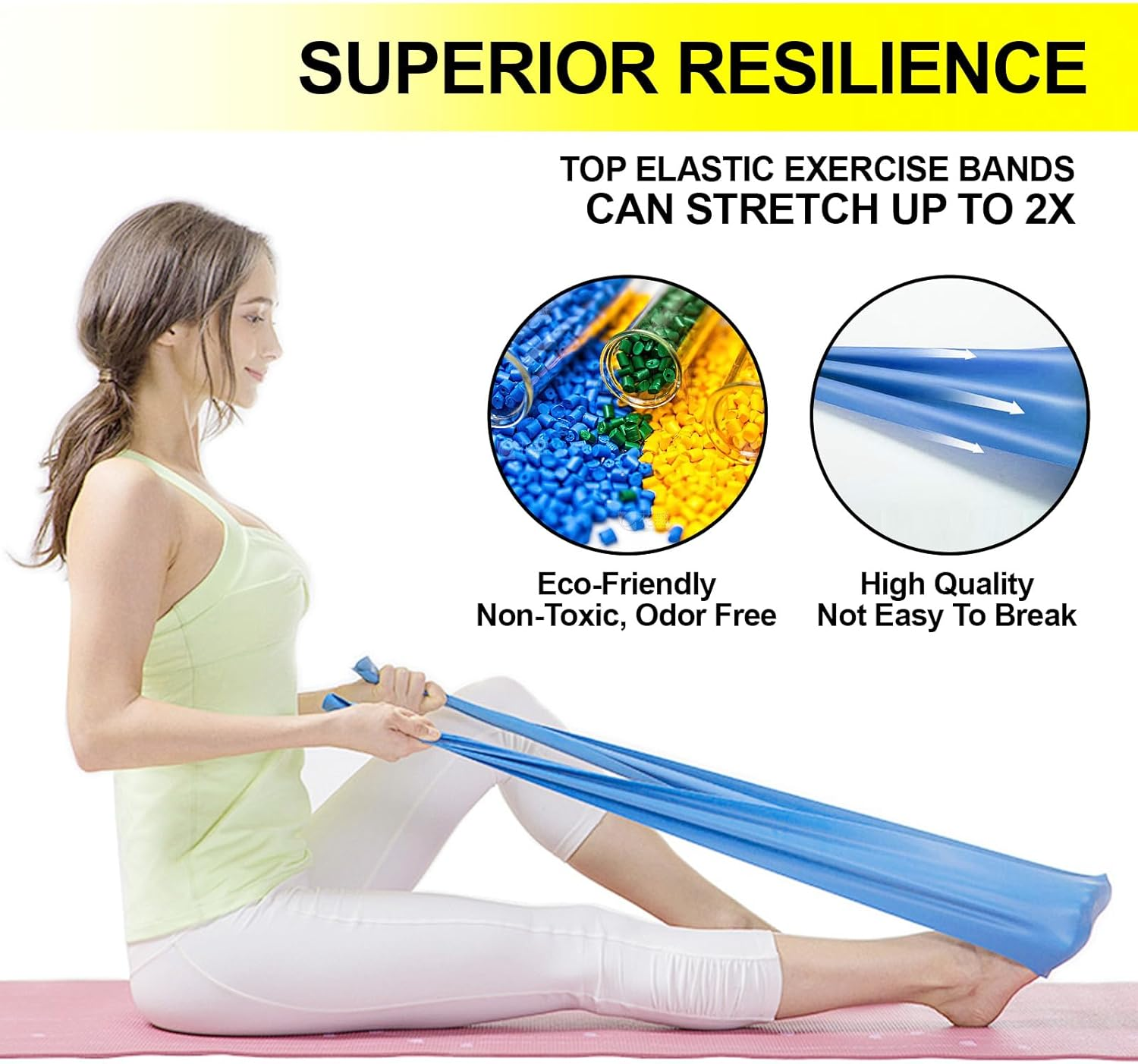 Resistance Bands with Different Strengths, H HOME-MART Professional Exercise Bands, Physical Therapy Fitness Bands for Physical Therapy,Strength Training, Yoga, Pilates, Stretching, Recovery, Stretch