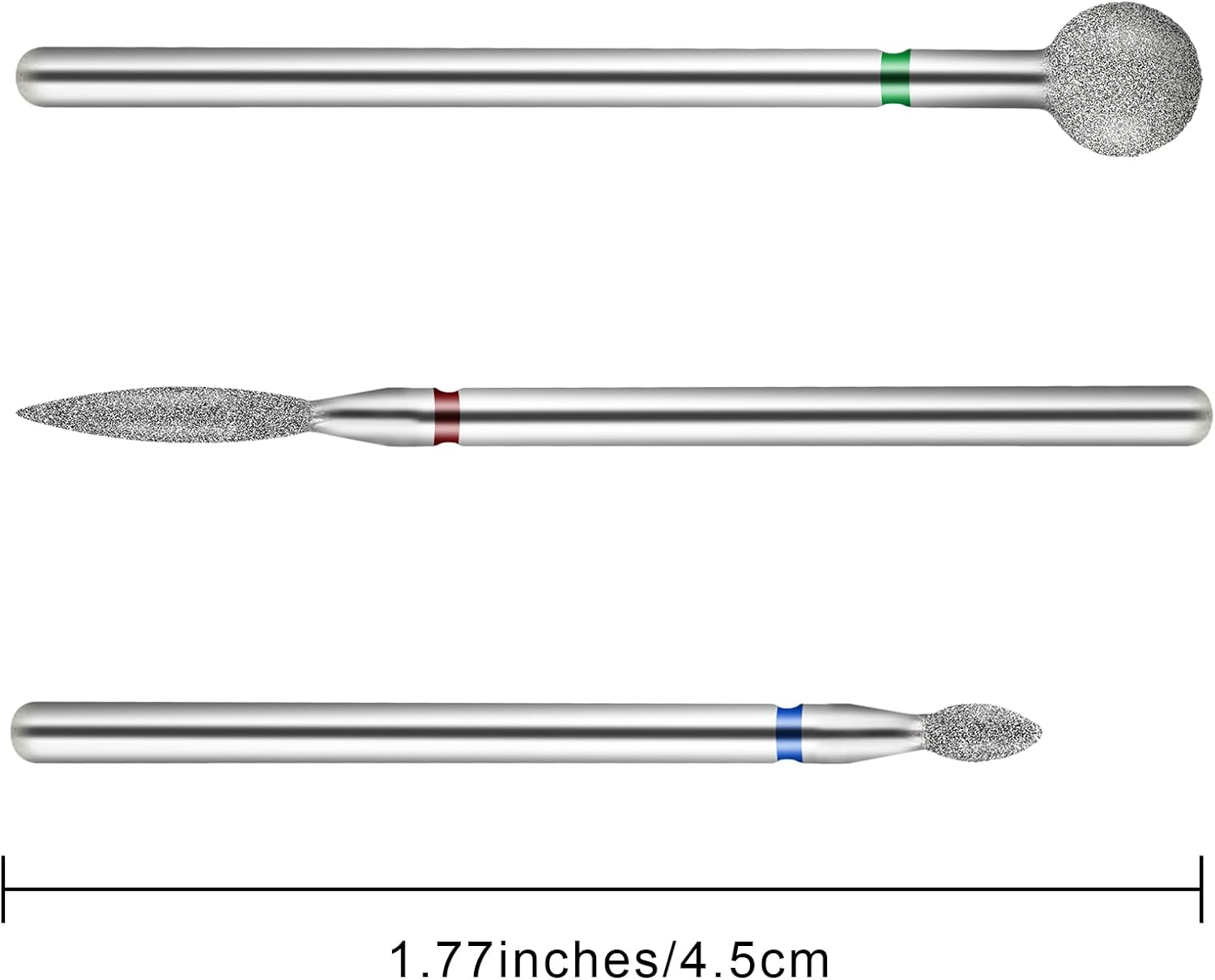 YUXIANLB Pack of 3 Diamond Nail Drills Cuticle Drill Ball Shape Cuticle Nail Cutter Bit Flame Bit All in One Nail Prep Kit for Manicure Salon Cuticle Remove under Nail Dead Red image number 3