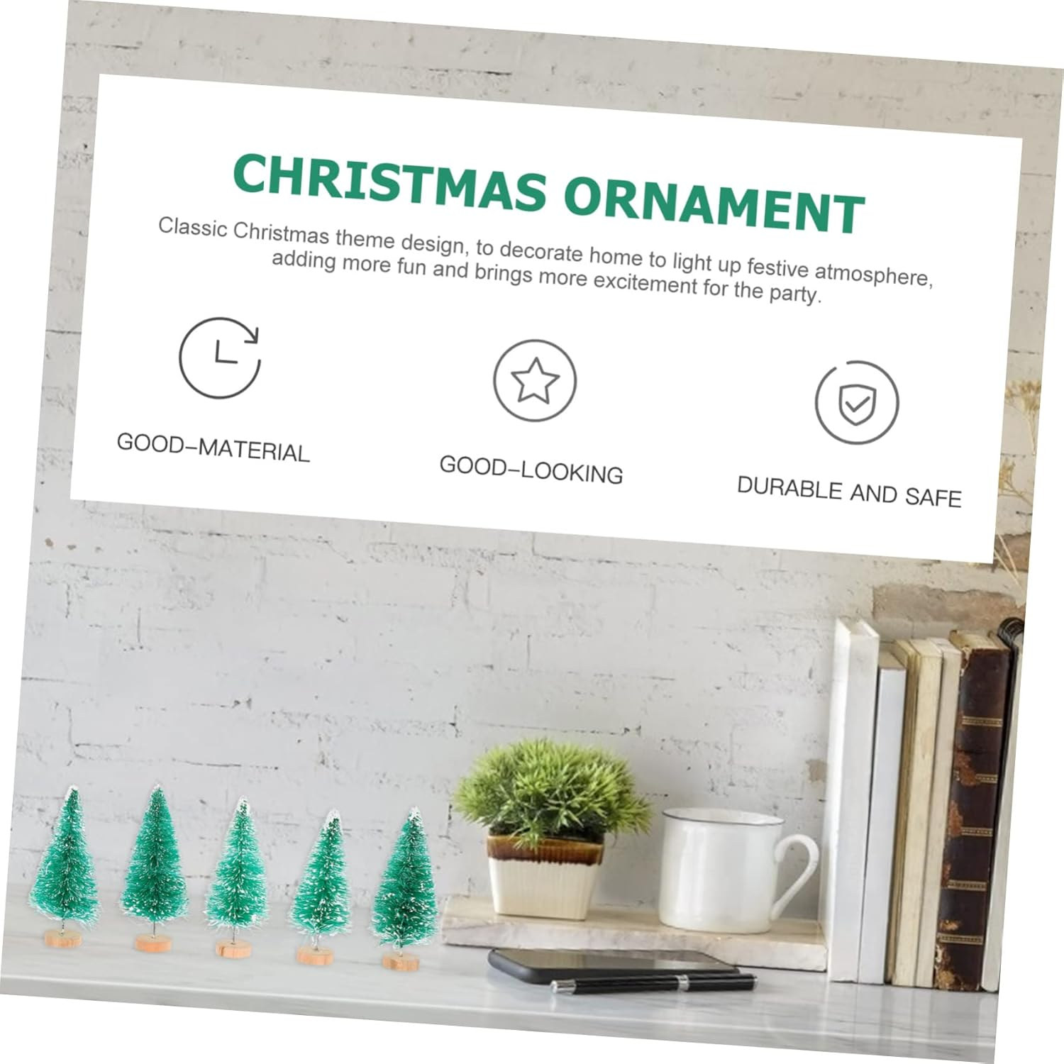 Ciieeo 12Pcs Mini Christmas Tree PVC Christmas Tree Decor Desktop Adornment Party Supplies for Home Shop image number 3