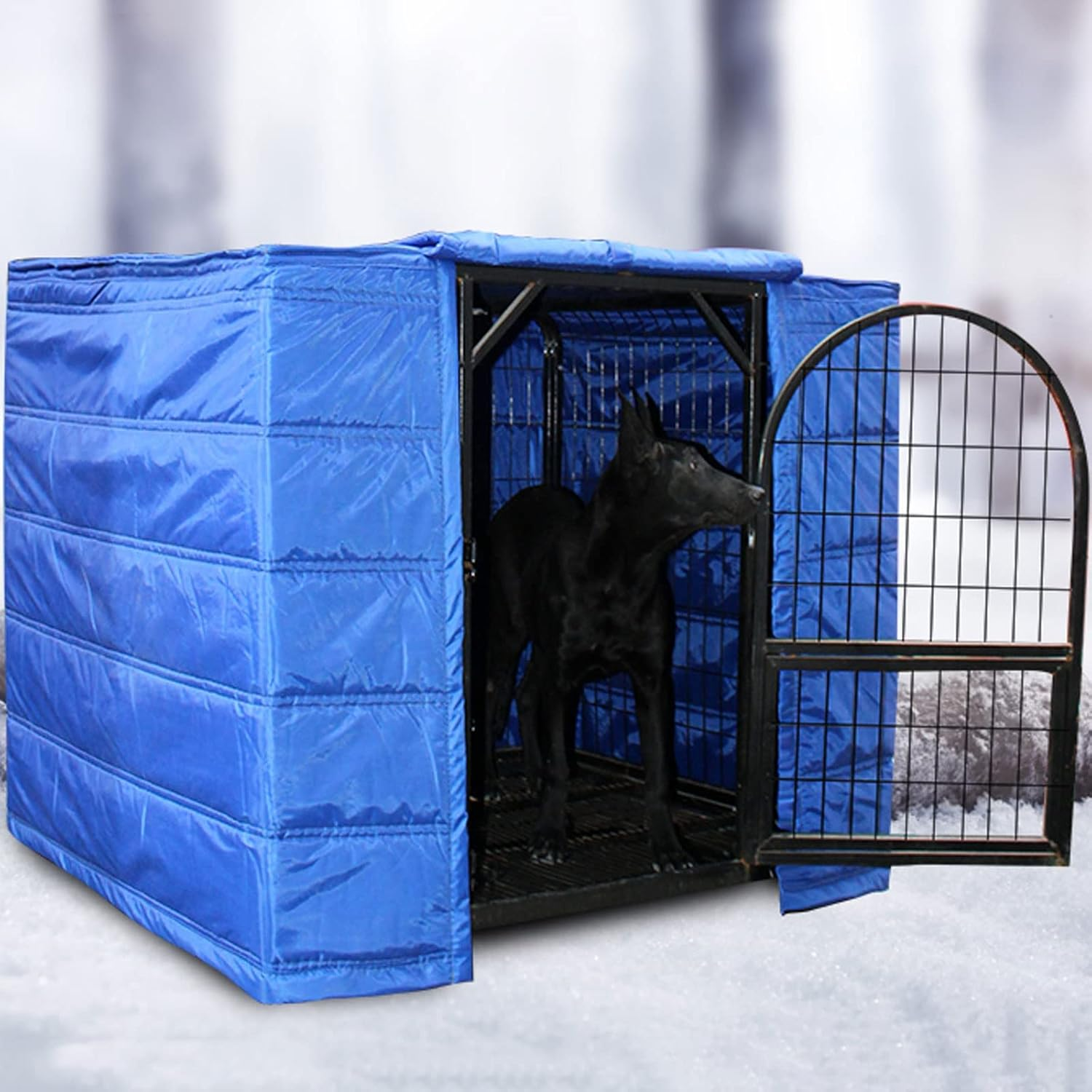 Dog Kennel Covers for Cold Weather Dog Crate Cover Insulated Winter Waterproof Soundproof for Wire Crates (Oxford Cloth+Cotton) Heavy Duty Cage Cover for Keep Pet Warm