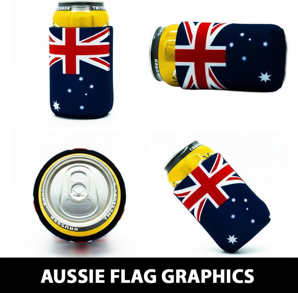 Stubby Holders Australian Flag Can Coolers (8 Pack) - Premium Neoprene Insulated Drink Sleeves for 330Ml Cans & Beer Bottles - Perfect for Bbqs, Camping & Aussie Gifts image number 2
