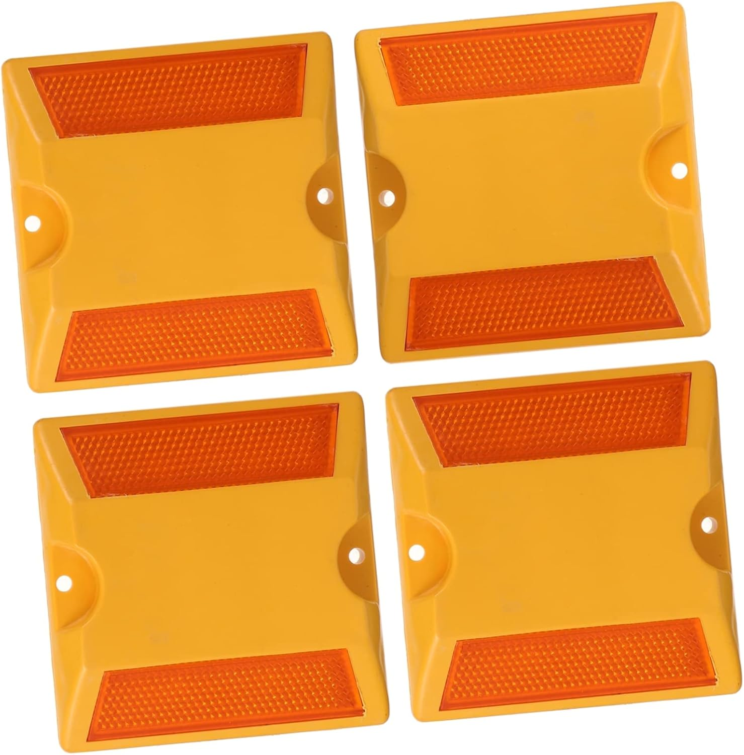Anneome Reflective Plastic Speeds Buffer Plates 4Pcs Double-Sided Yellow Highway Deceleration Pads Night Visibility Traffic Safety Markers for Roadways image number 4