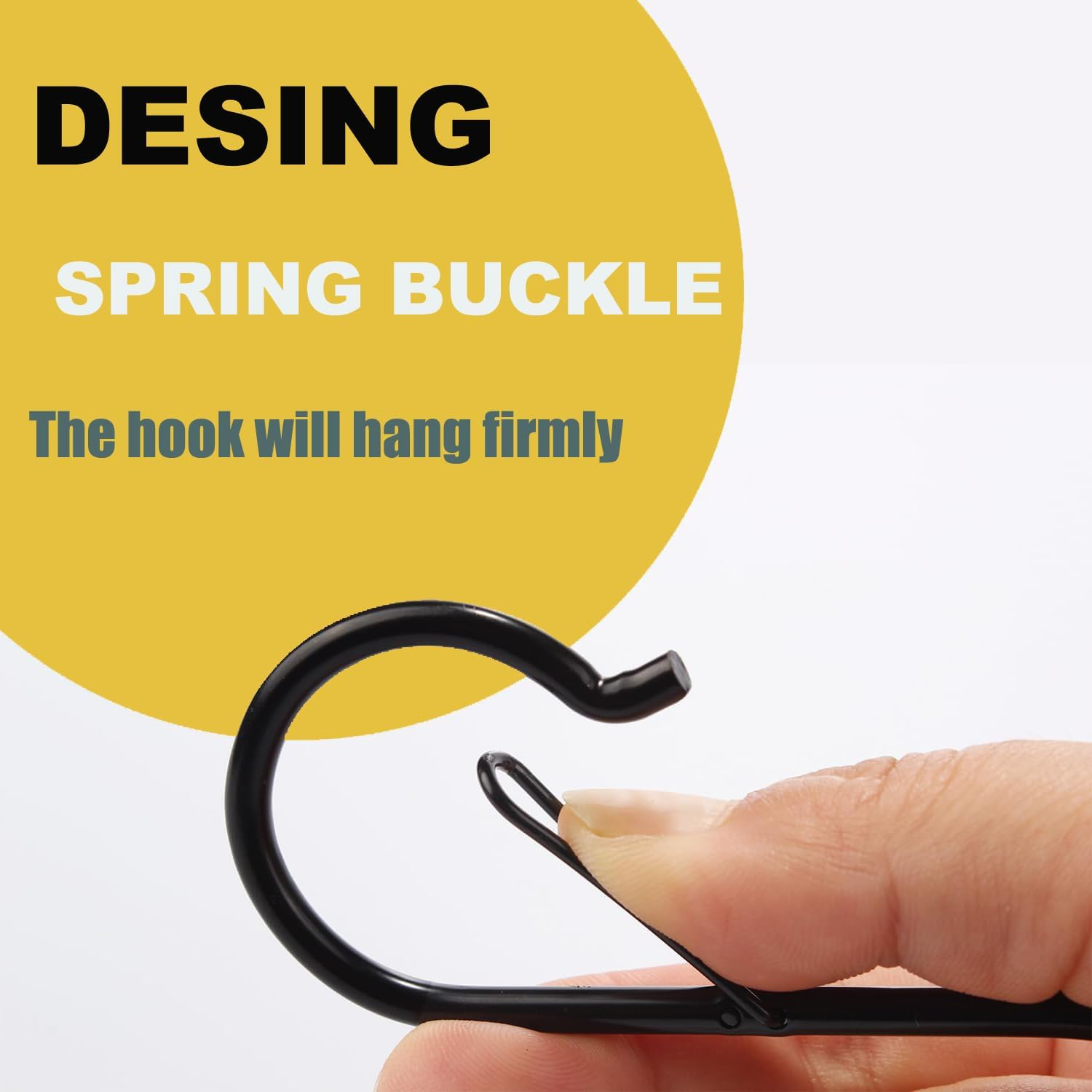 Aieve 10-Pack S Hooks with Safety Buckle, 3.5 Inch Heavy Duty S Hooks for Kitchen, Bathroom, Courtyard - Hanging Plants, Clothes, Pots and Pans, Bathing Utensils, Bags (Black) image number 2