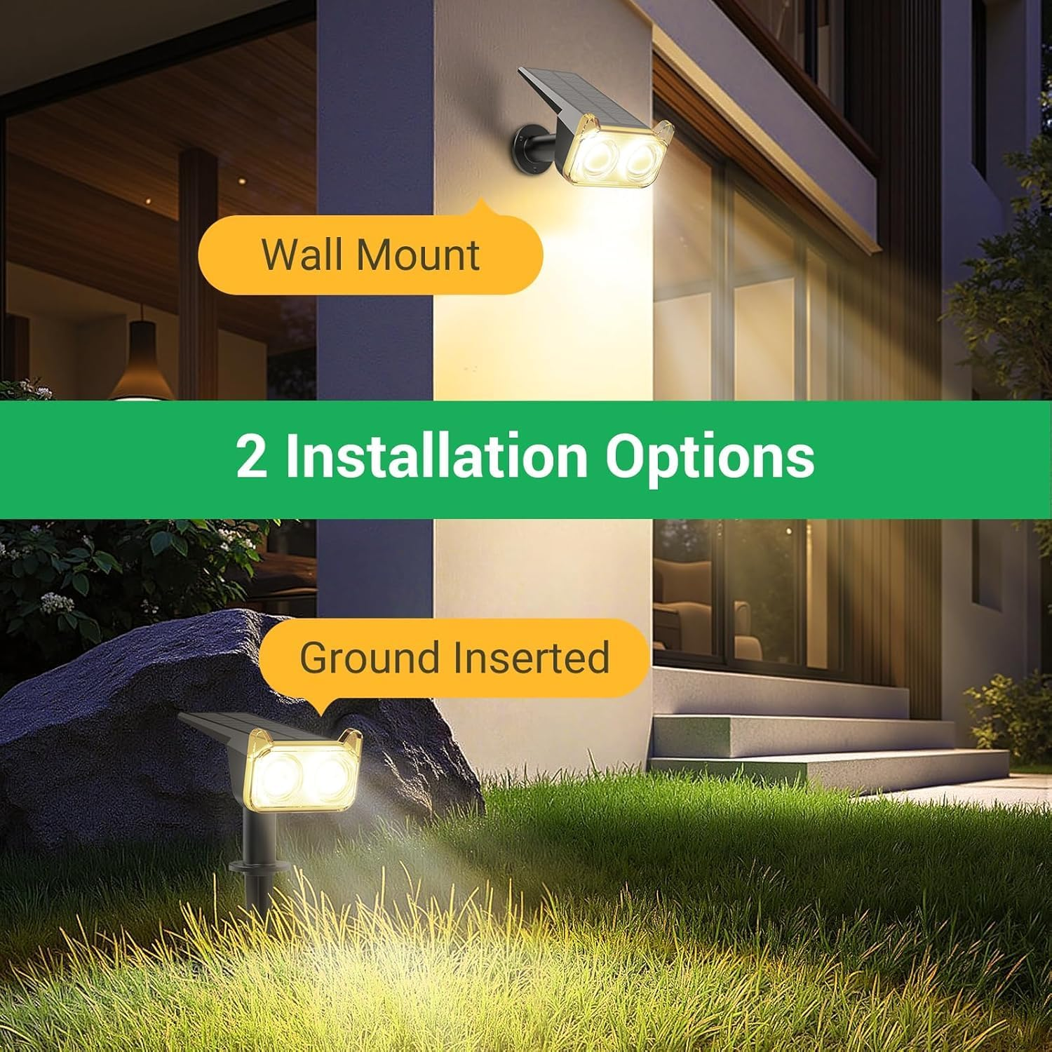 6 Pack Solar Lights Outdoor - Auto On/Off IP67 Waterproof Solar Garden Lights,2-In-1 Solar Spotlights, 135&deg; Adjustable Landscape Spotlights for Yard Pathway Tree Flag - Warm Whitesolar Lights Outdoor image number 3