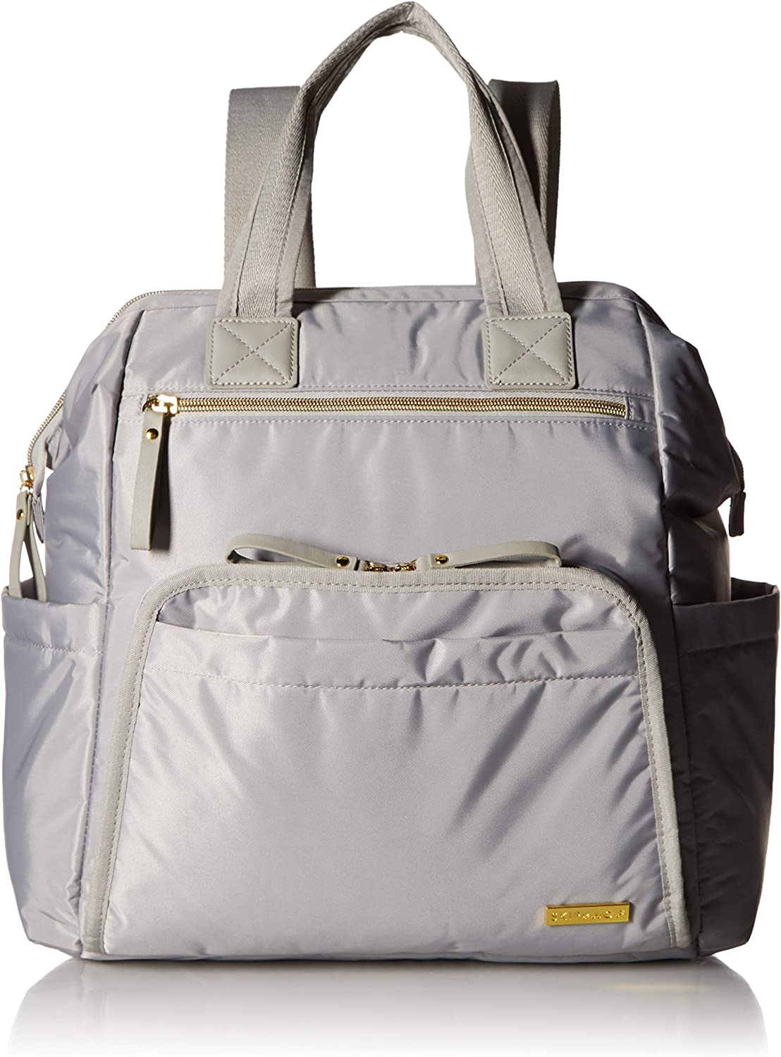 Skip Hop Diaper Bag Backpack, Mainframe Large Capacity Wide Open Structure, Black with Gold Trim