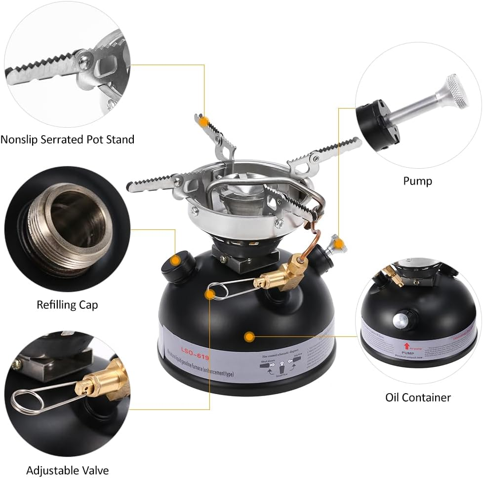 Portable Outdoor Camping Mini Gasoline Stove Liquid Fuel Alcohol Oil Stove image number 1
