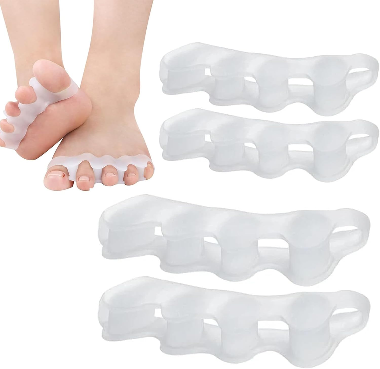Gel Toe Separator, MH MOIHSING Toe Spacers Rubber Toe Stretchers Used for Sports Activities, Yoga Practice & Running for Men and Women Bunion Pain Relief Toe Straightener Achilles Stretcher (2 Pair)
