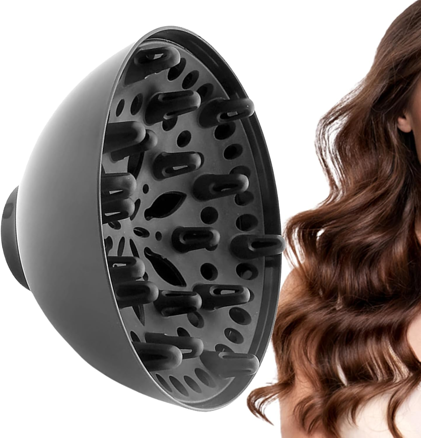 Hair Diffuser Attachment, Curly Hair Tool, Portable Styling Accessory, 6.5In, Lightweight Heat-Resistant Design, Even Airflow Control, for Travel Spa Vacation Morning Night Routine image number 4