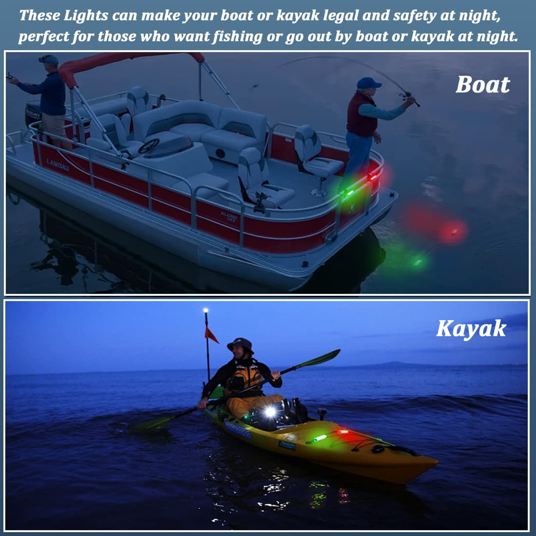 Botepon Kayak Navigation Lights Stern Lights Battery Operated, Waterproof Kayak Lights for Night Kayaking, Paddle Board Lights, Marine Safety Lights for Pontoon Boat, Bass Boat, Dinghy image number 2
