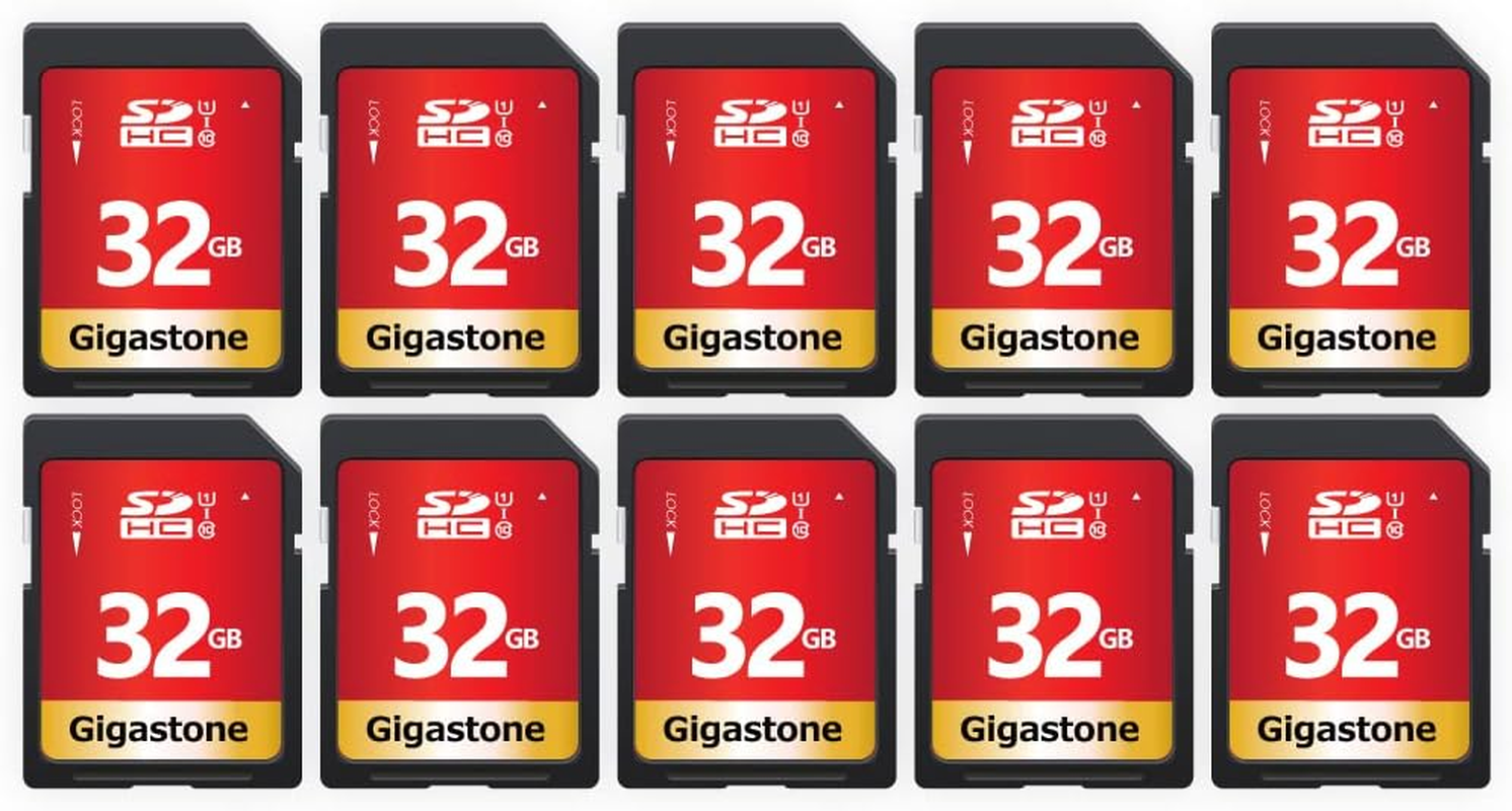 Gigastone 32GB 10-Pack SD Card UHS-I U1 Class 10 SDHC Memory Card High-Speed Full HD Video Canon Nikon Sony Pentax Kodak Olympus Panasonic Digital Camera, with 10 Mini Cases image number 1