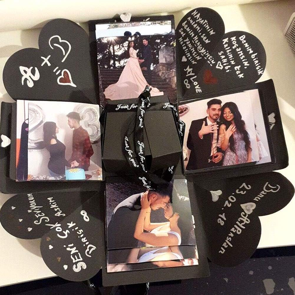 Homiliky Explosion Gift Box 4 Face Surprise Box DIY Photo Album Scrapbook Love Memory Gift Box Handmade Wedding Proposal Engagement Birthday Anniversary Valentine'S Day Gifts image number 2