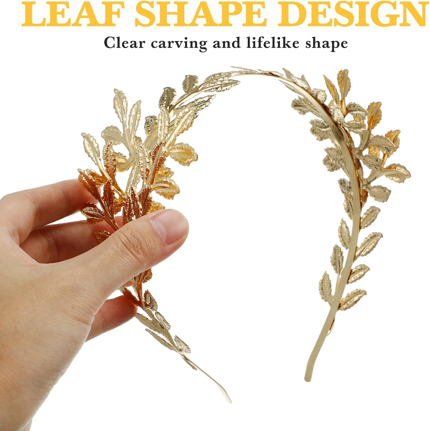 PACKOVE Golden Leaf Headband Golden Bridal Headband Goddess Headband Goddess Headpiece Gold Crown for Women Girls image number 6