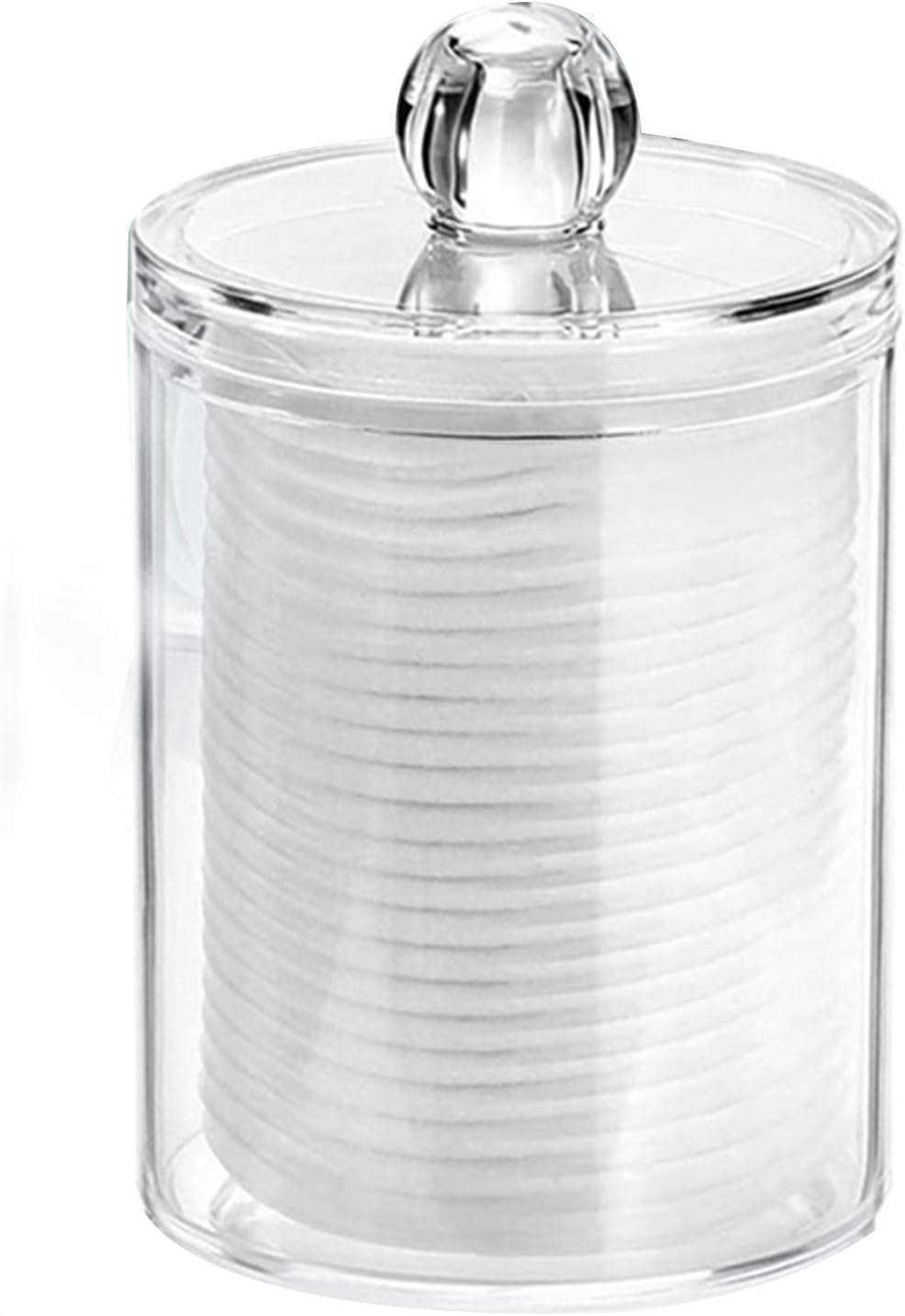 Clear Acrylic Cotton Organizer Jar - Bathroom Storage Canister for Cotton round Pads Swabs image number 1