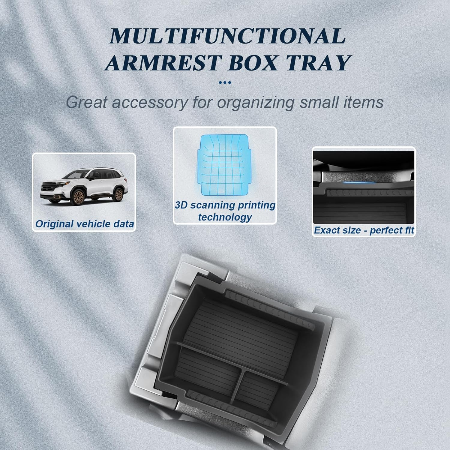 BIBIBO for 2025 Subaru Forester Center Console Organizer 2025 2026 Subaru Forester Console Armrest Tray+Cup Holder +Wireless Charging Mat 2025 Forester Insert Organizer 2025 Forester Accessories