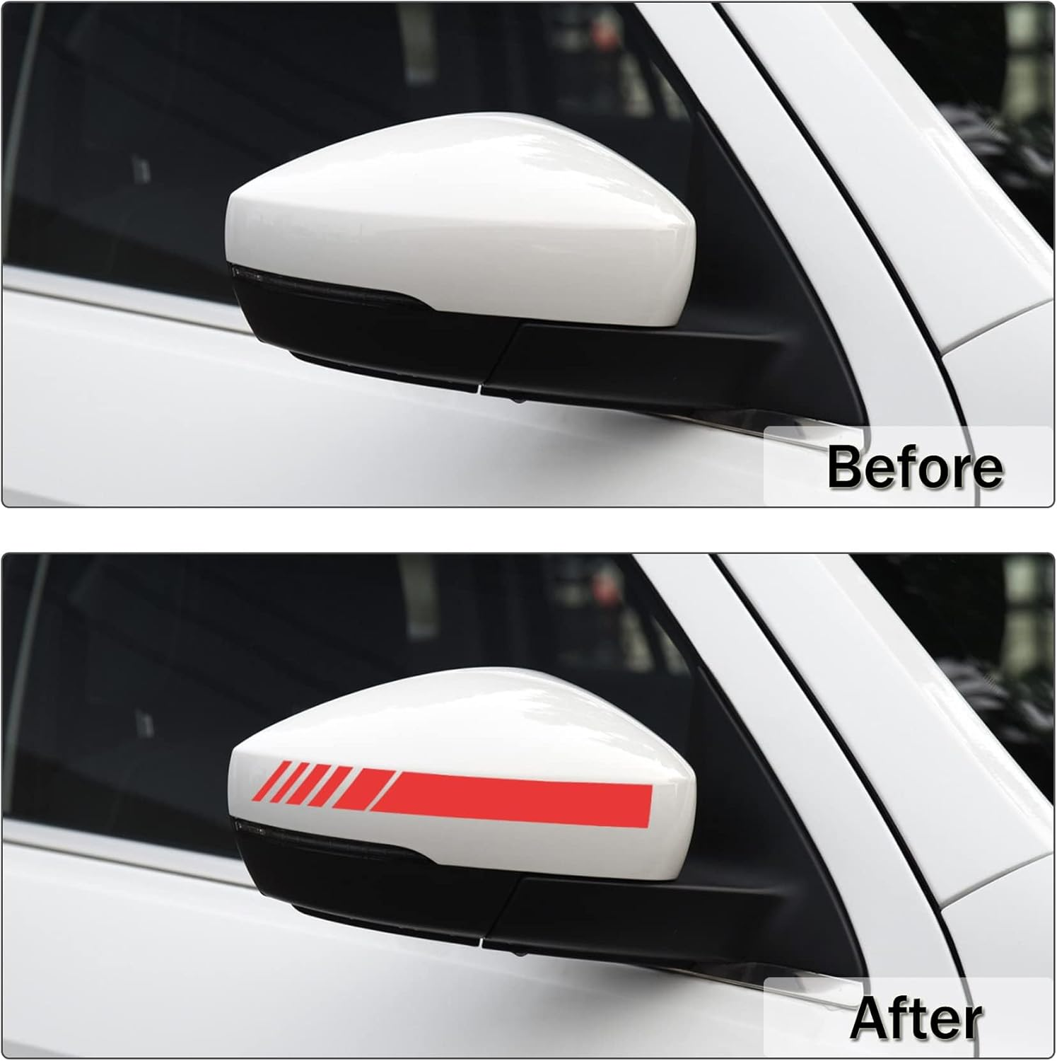 Car Exterior Accessories Rear View Mirror Stickers Decor Car Body Sticker Vinyl 4Pcs (Red) image number 5
