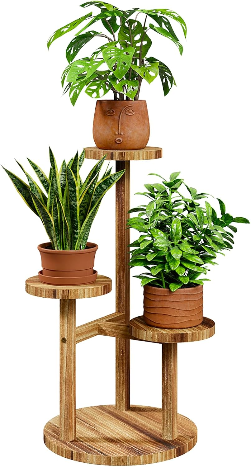 Bamworld Plant Stand Indoor 3 Tier Plant Shelf for Multiple Plants Corner Plant Holder for Outdoor round Flower Stand Plant Holder for Living Room Patio Garden Balcony Bedroom image number 1