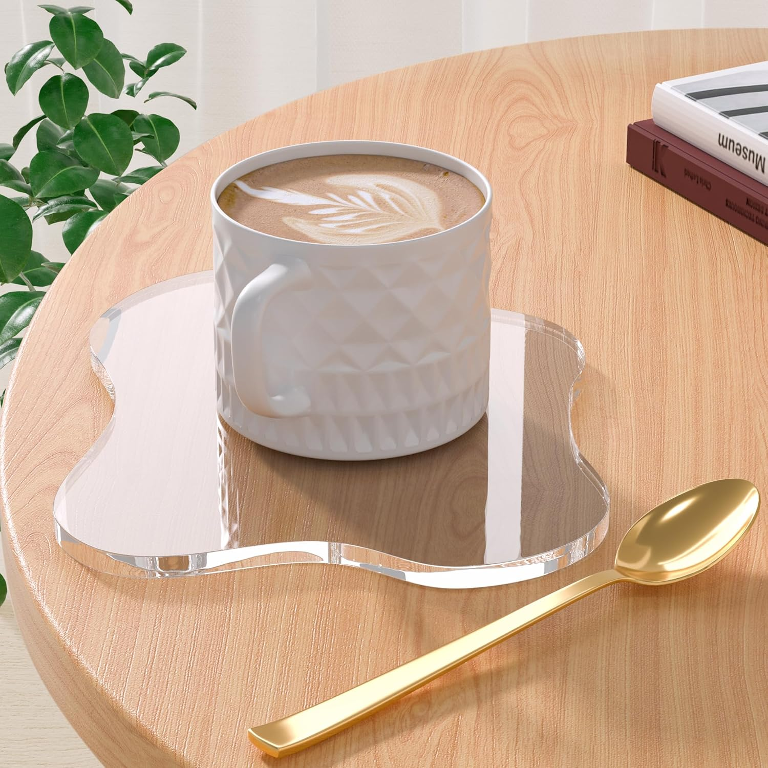 Acrylic 5Pcs/Set Coaster for Desk, Clear Bar Drink Coaster, Clear Cloud Shape Coffee Cup Coaster, Perfect for Tabletop Protection and Accessories Display.